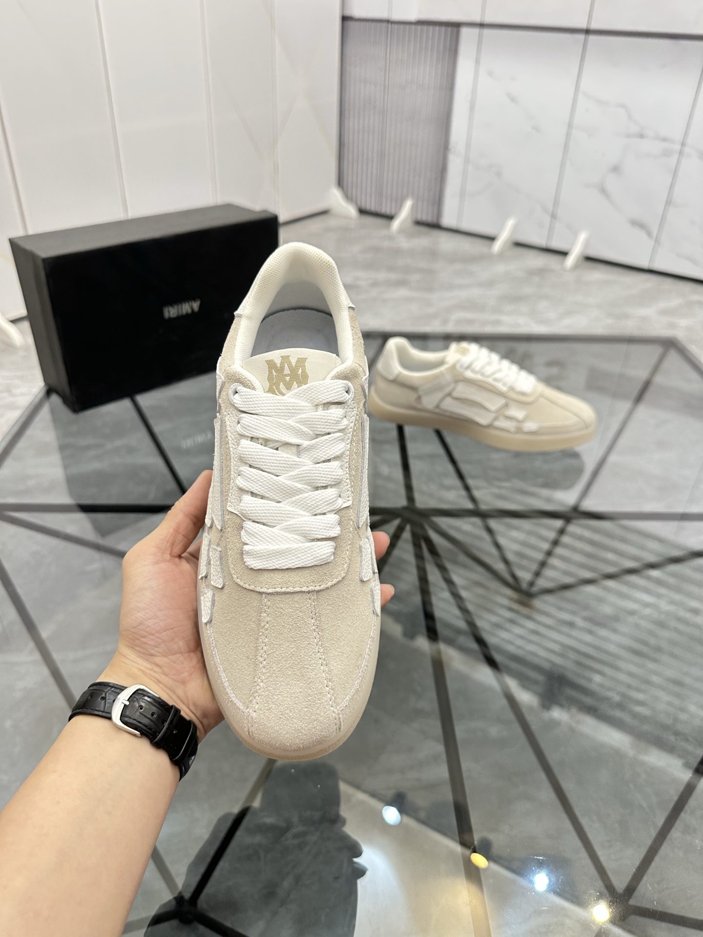Amiri Low-Top Suede Sneakers Beige