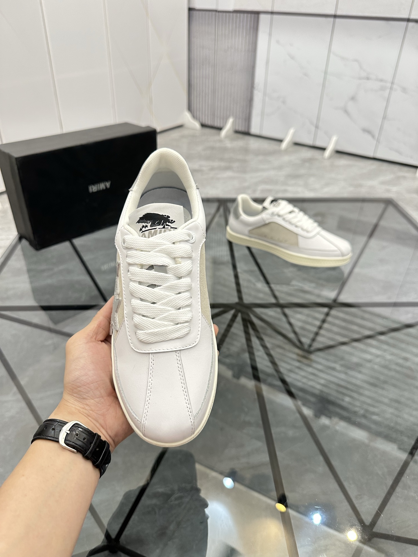 Amiri Star Panel Low-Top Sneakers White/Grey