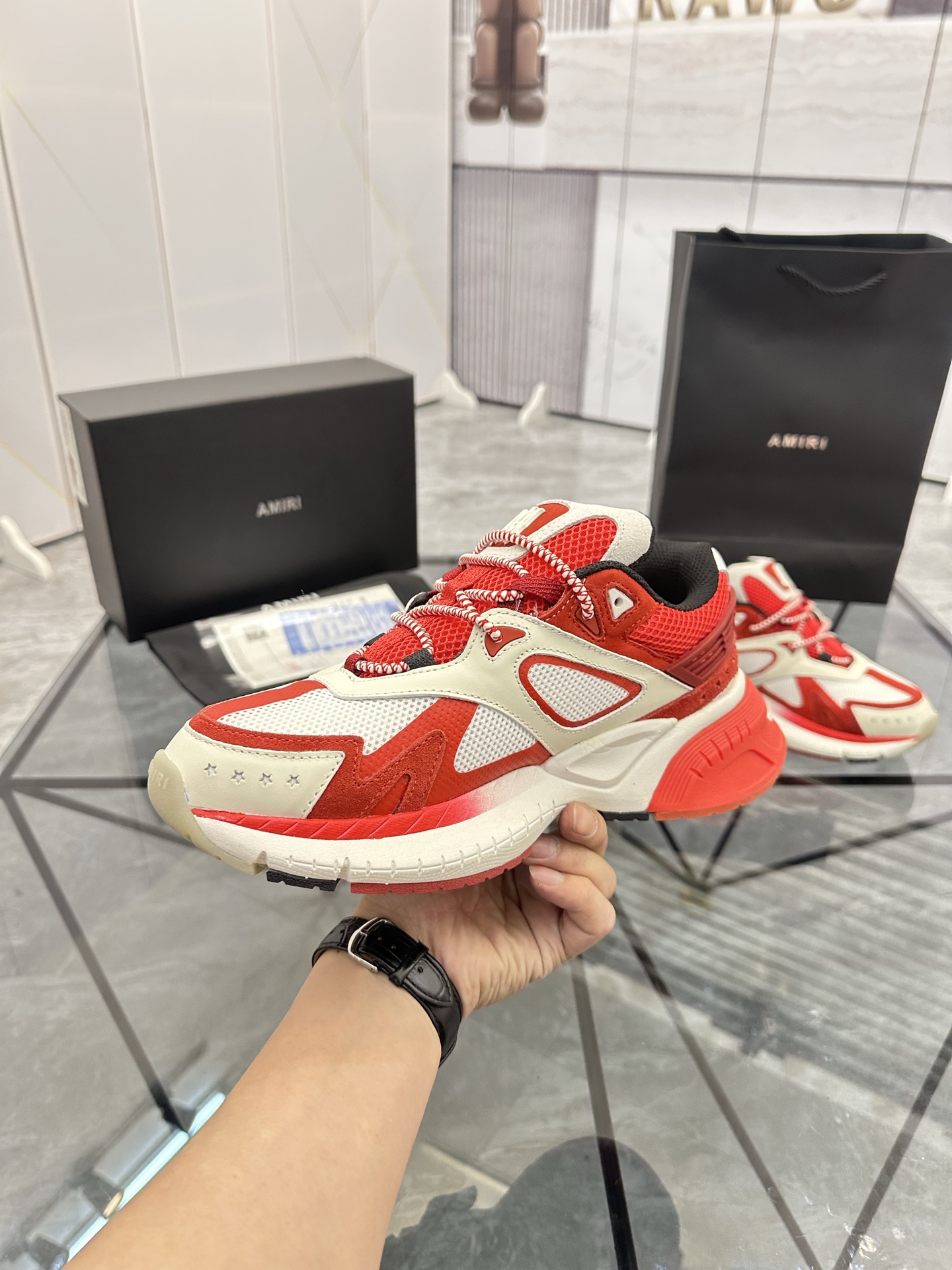 AMIRI Low-Top Casual Sneakers Red/White