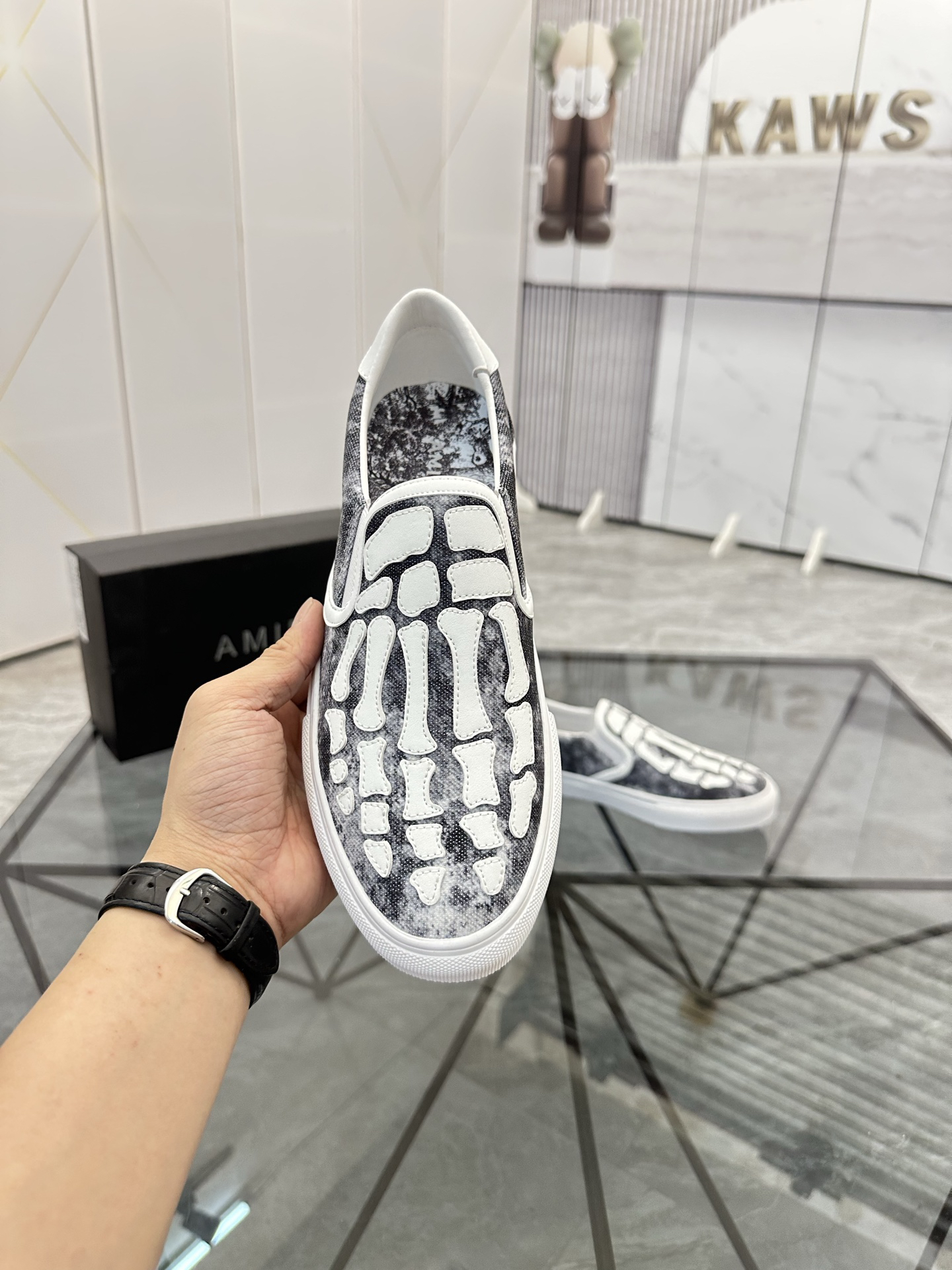 Amiri Skeleton Slip-On Shoes Black/White