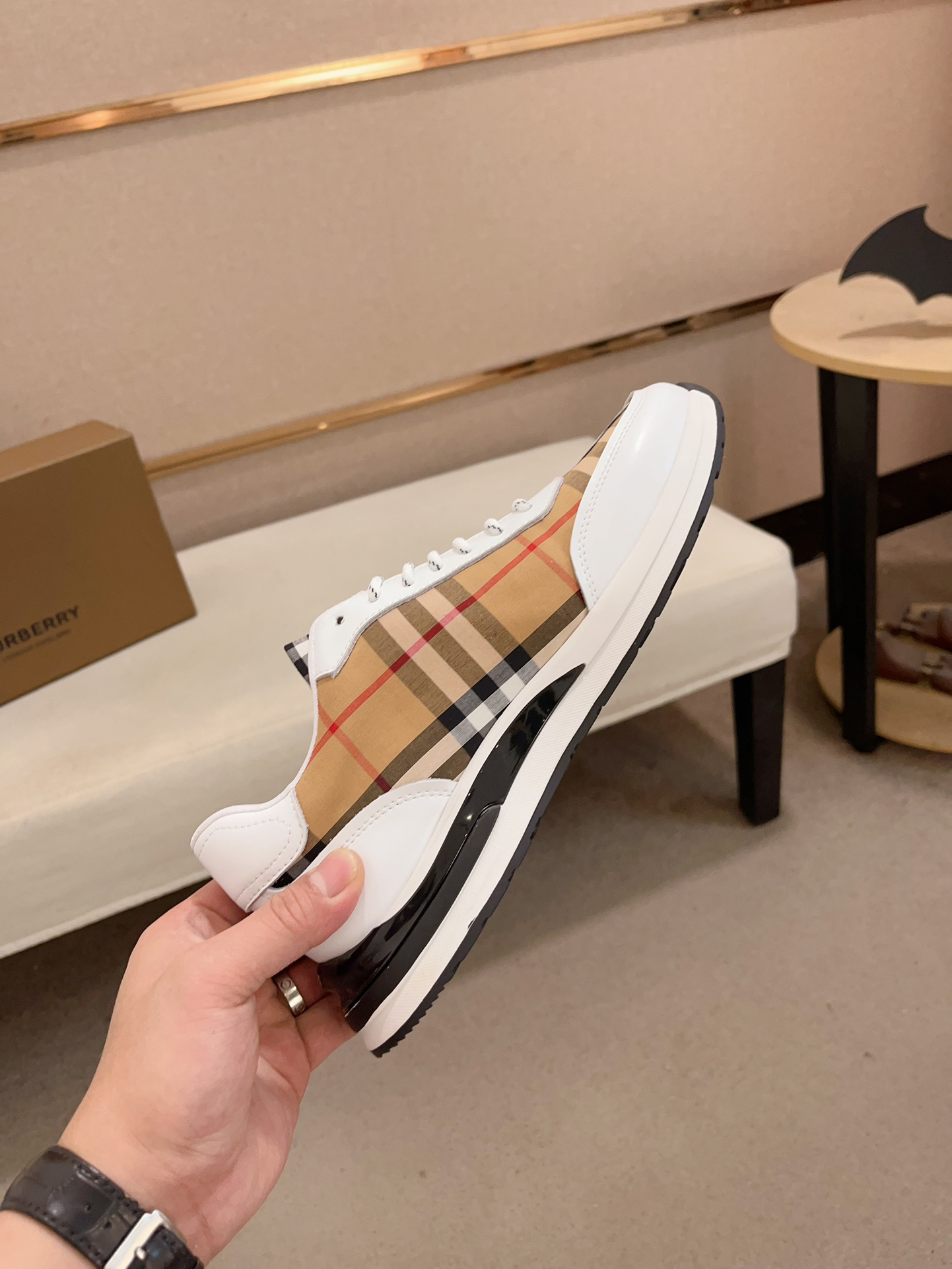 Burberry Vintage Check Leather Sneakers - Beige