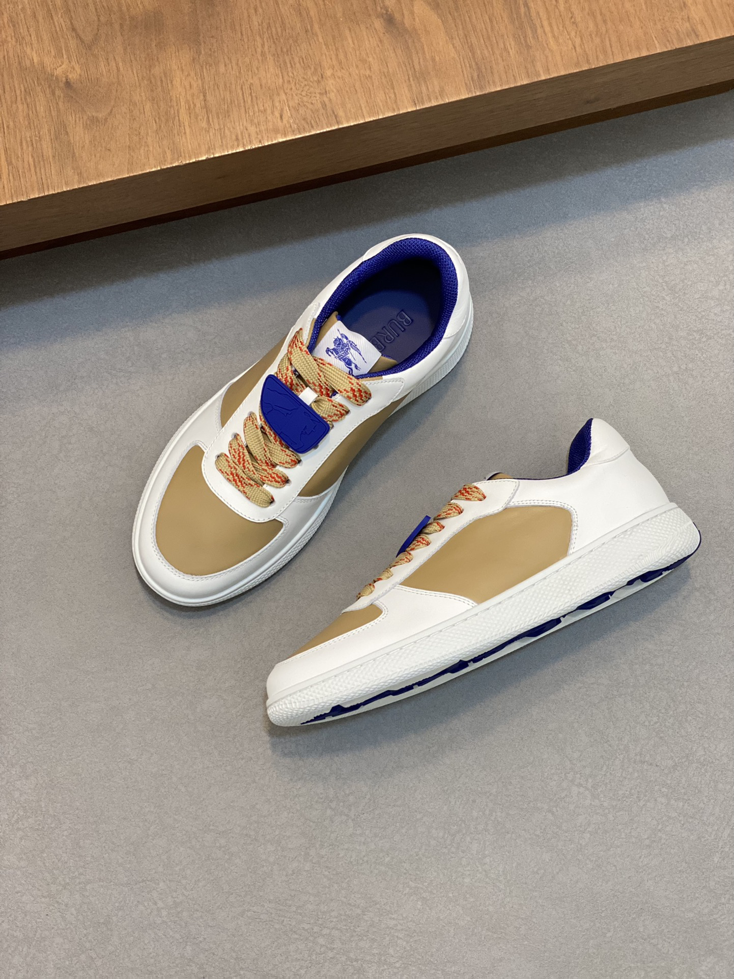 Burberry Leather Low-Top Sneakers Khaki