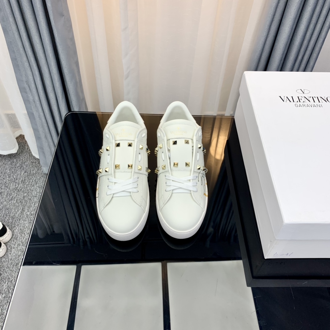 Valentino VLTN Stud Lace-Up Sneakers White