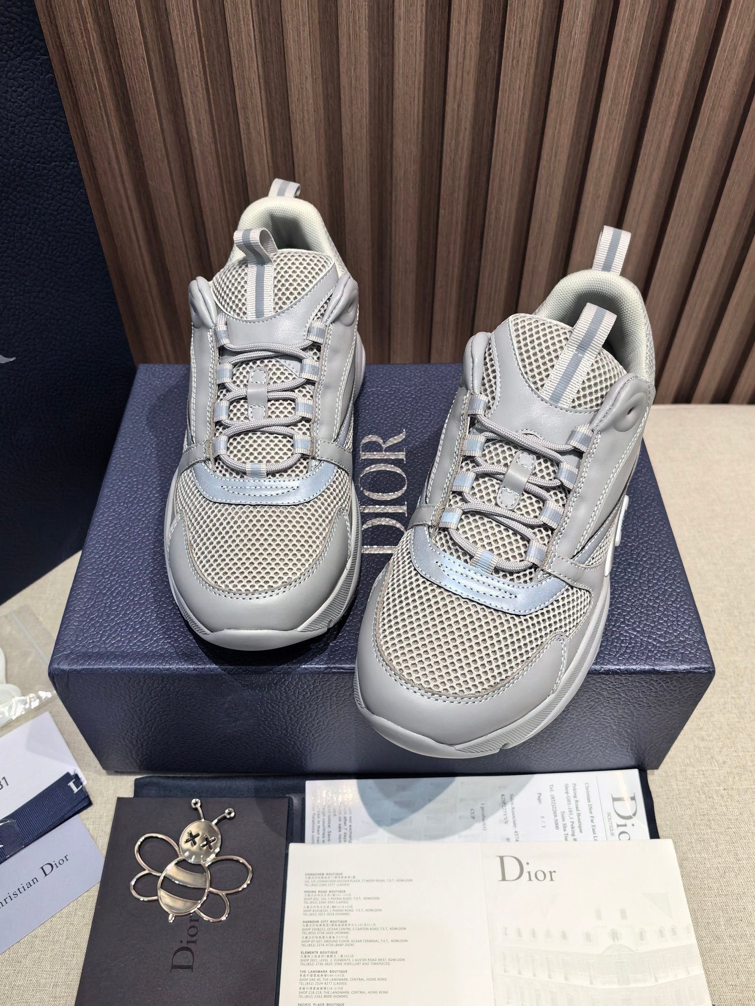 Dior B22 Mesh Leather Sneakers Grey