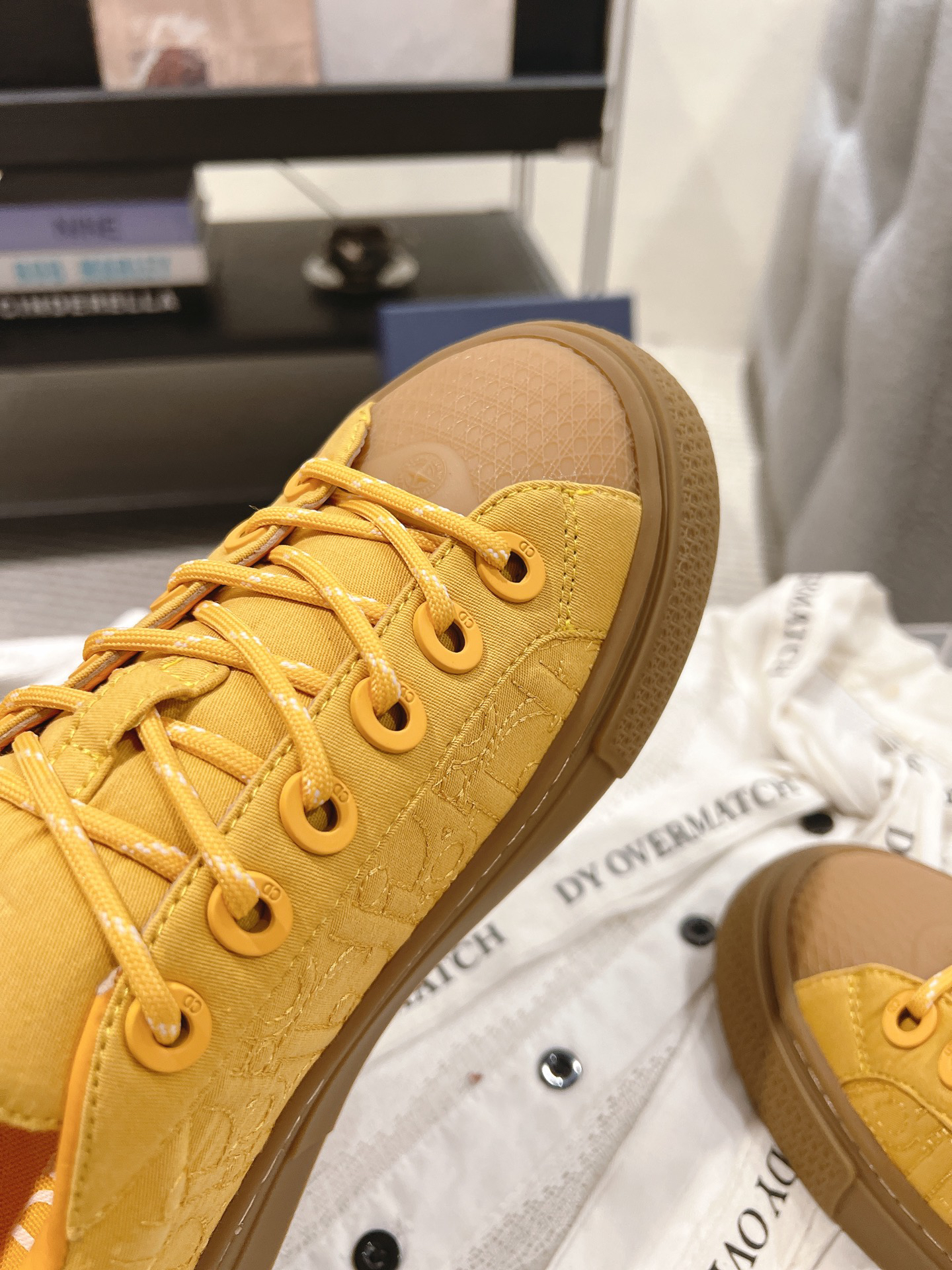 Dior B33 CD Diamond Low-Top Sneakers Yellow