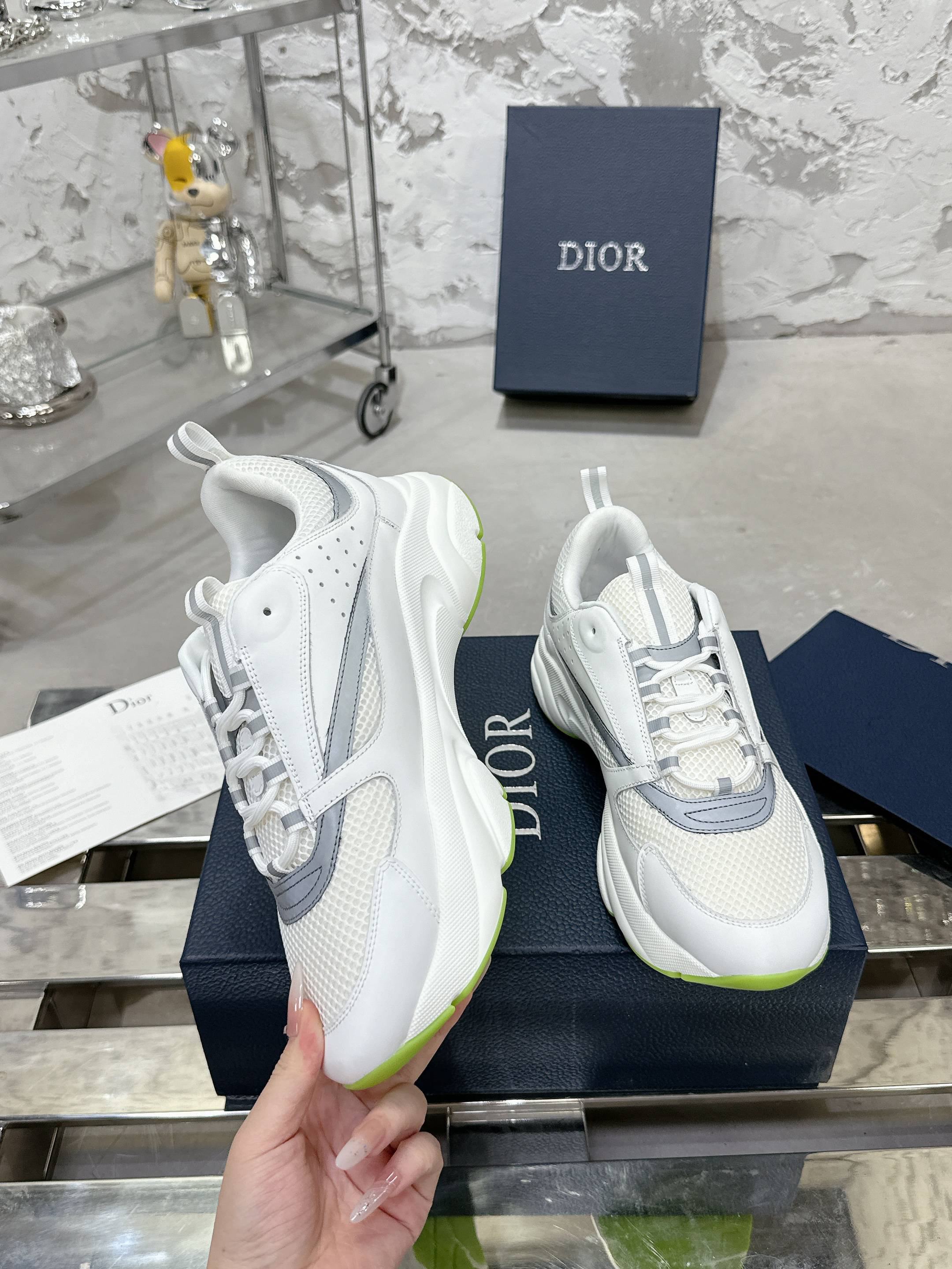 Dior B22 Mesh Lifestyle Sneakers White/Grey