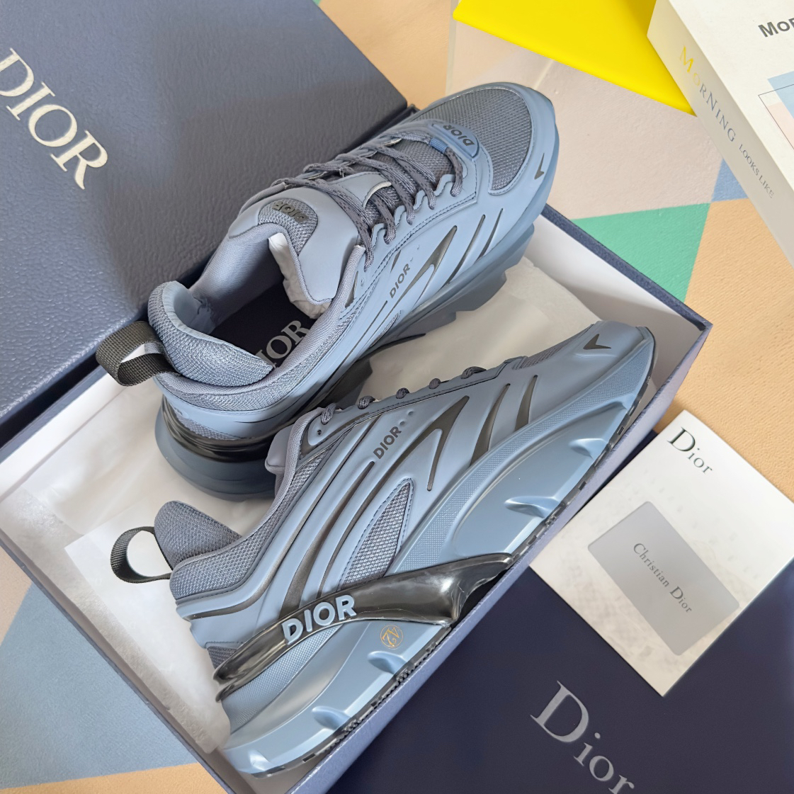 Dior B44 Blade Chunky Running Sneakers Blue