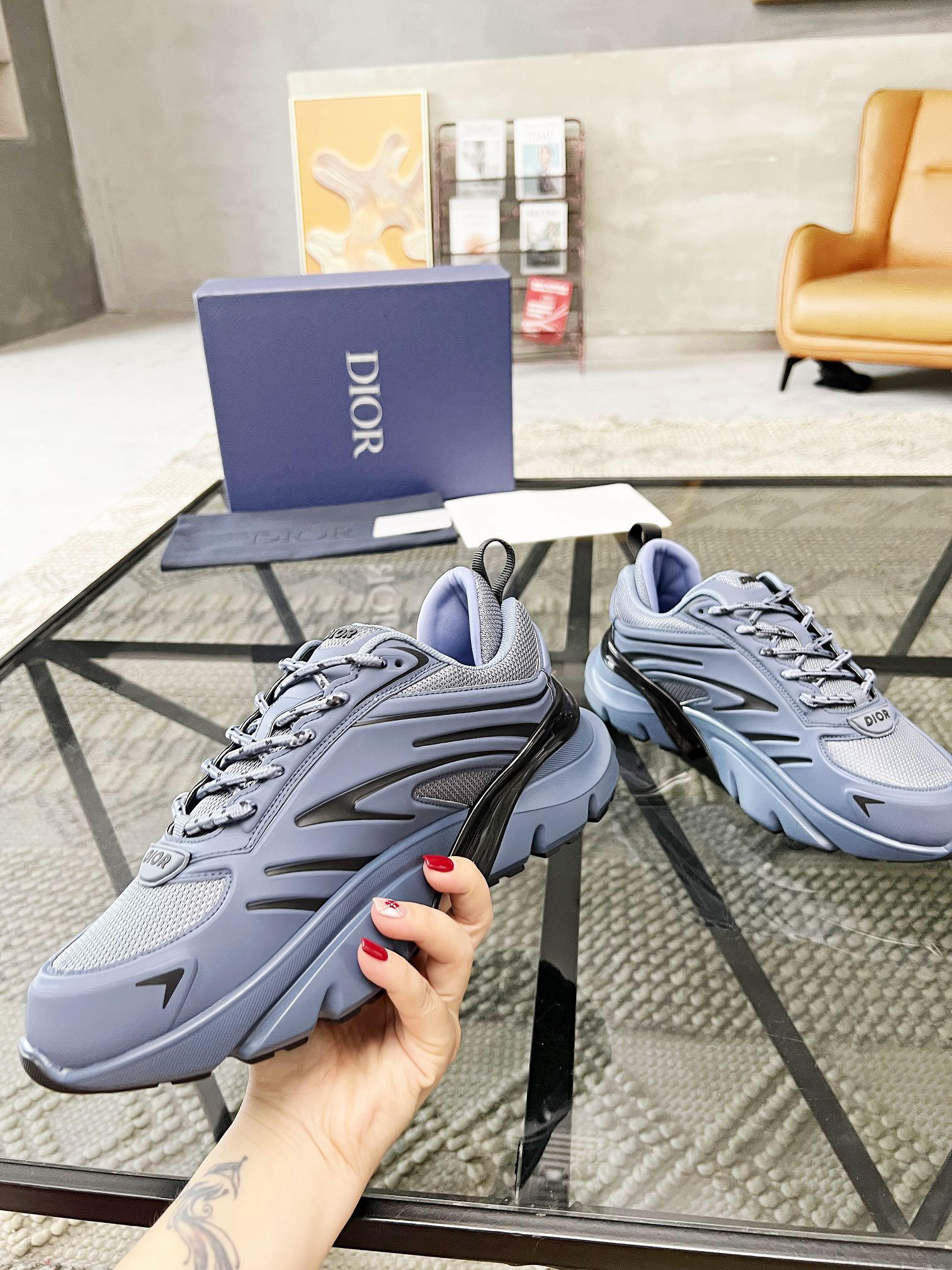 Dior B44 Blade Mesh Sneakers Gray-Blue