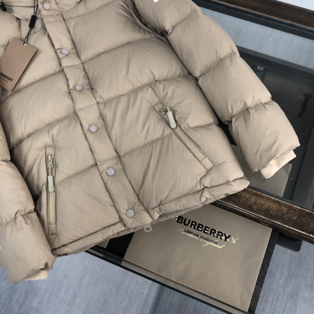 Burberry Hooded Down Jacket Khaki