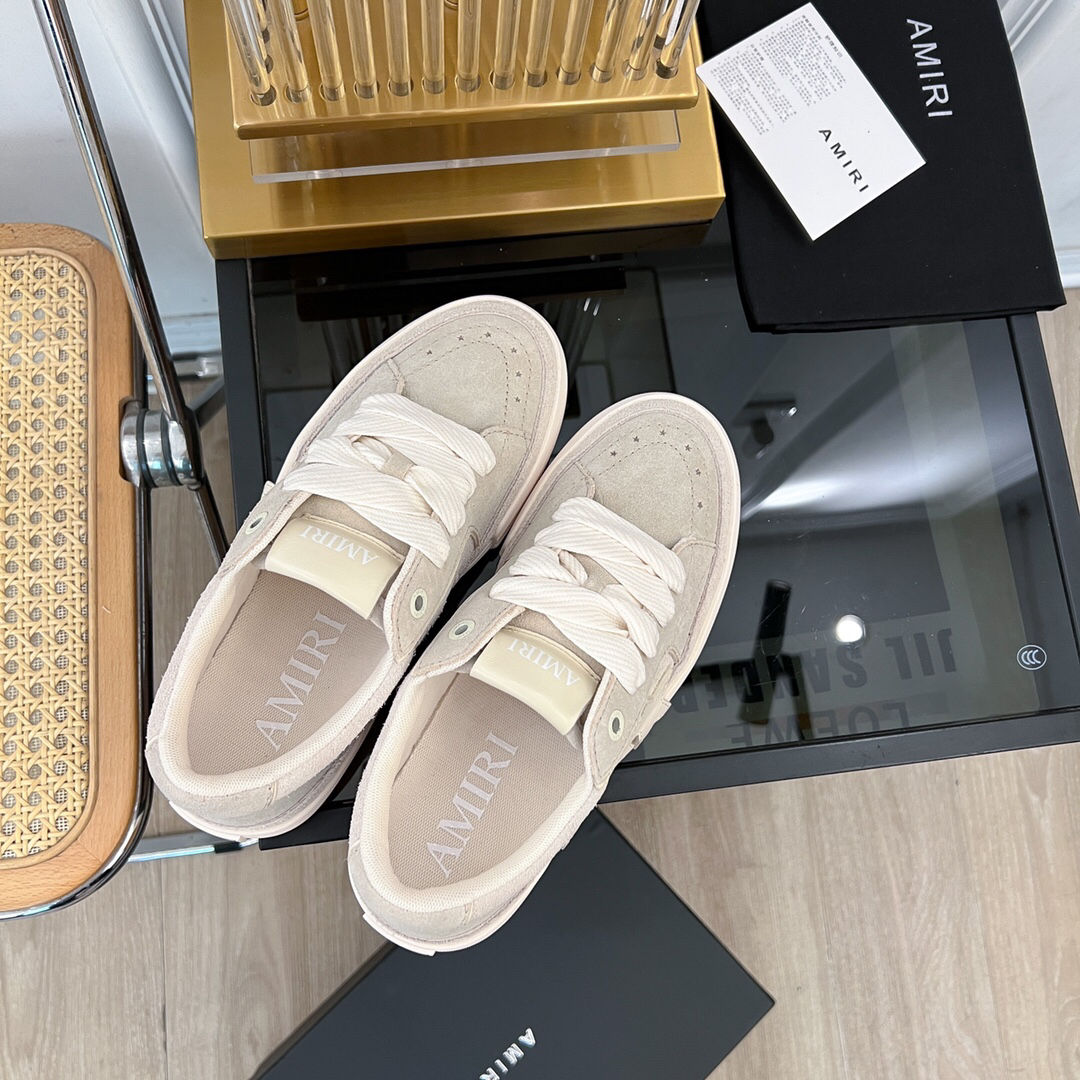 Amiri Star-Panel Low-Top Sneakers Beige