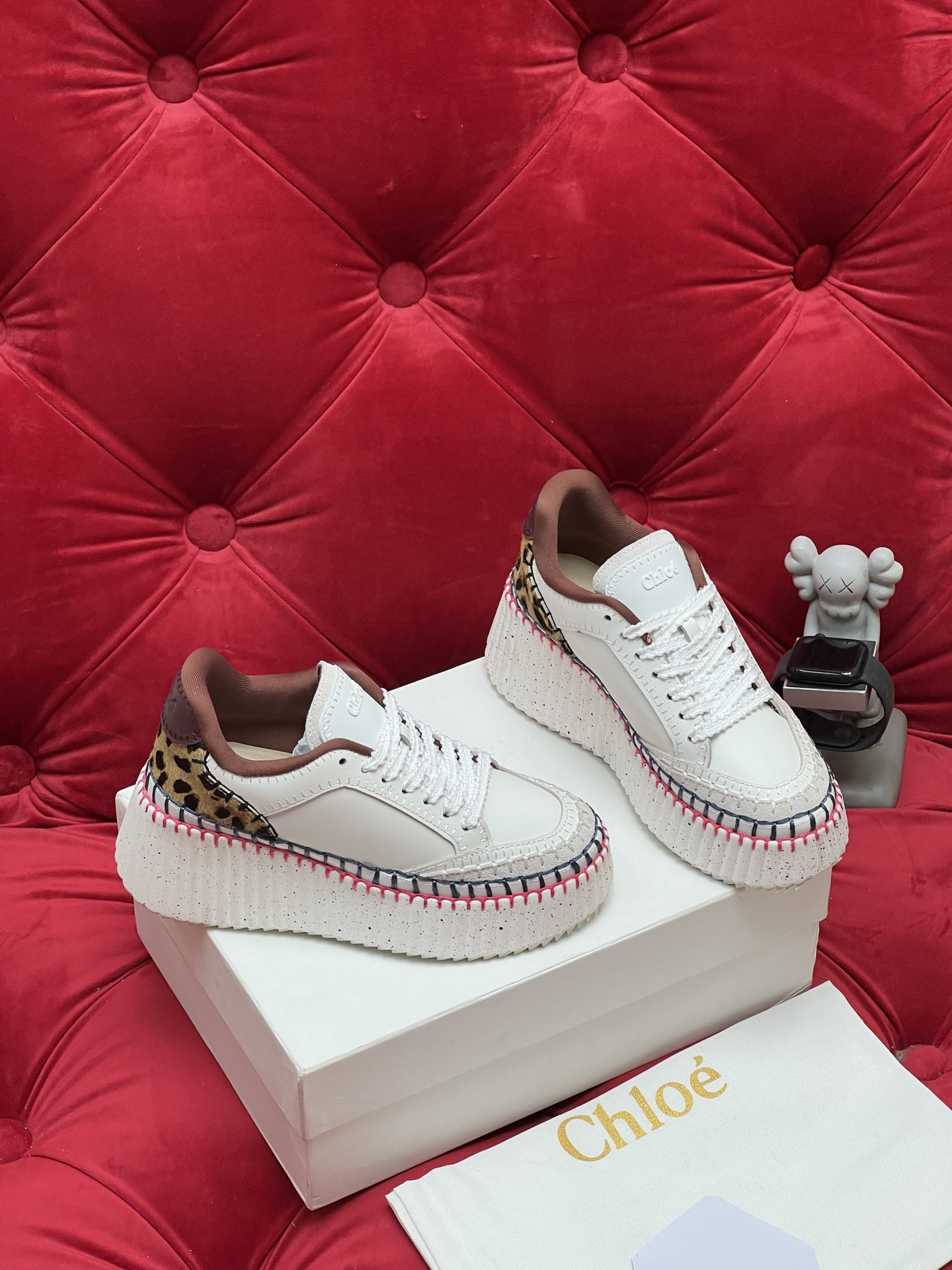 Chloe Leopard Platform Sneakers Multi