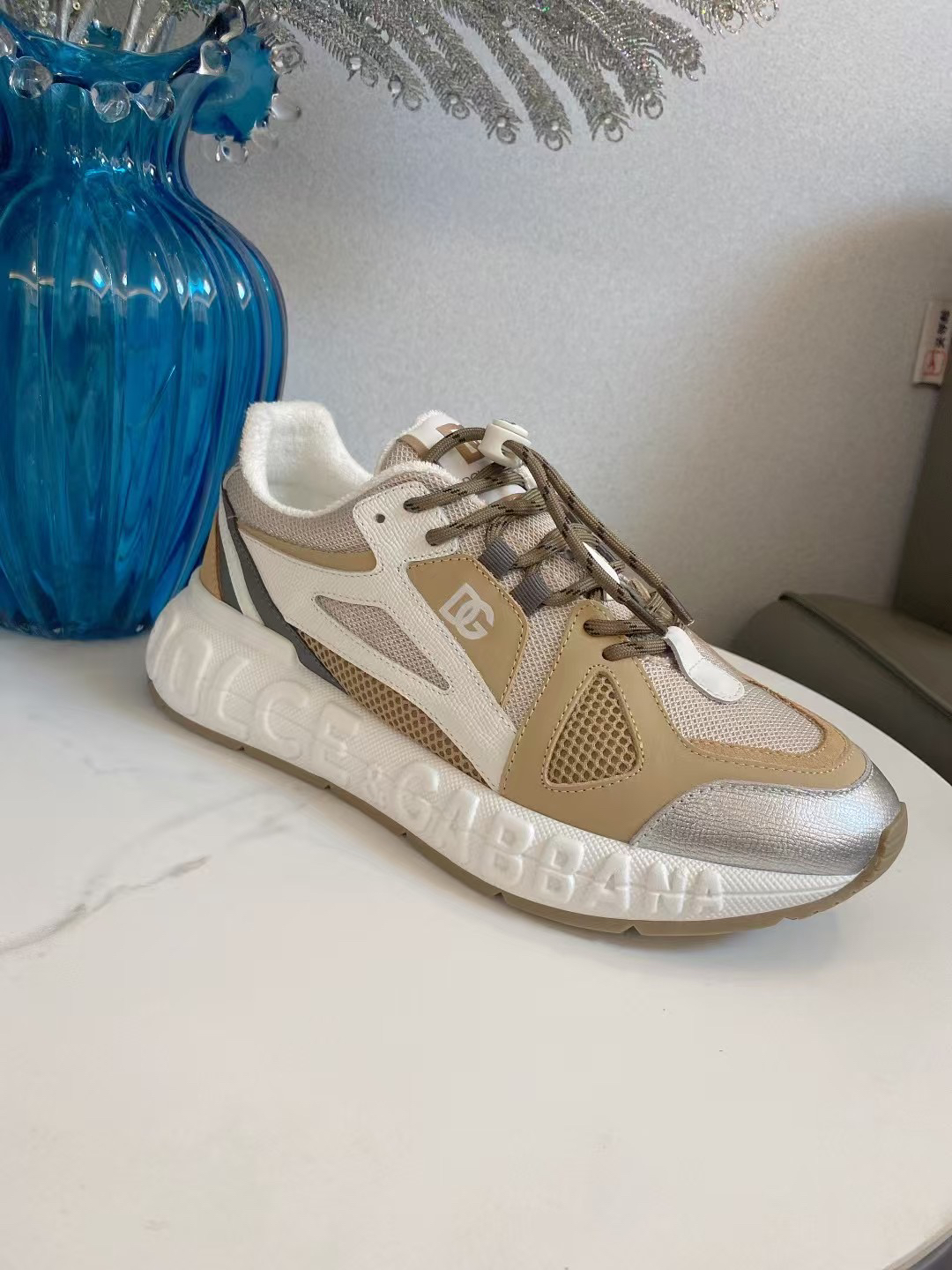 D&G Leather Mesh Sneakers Khaki
