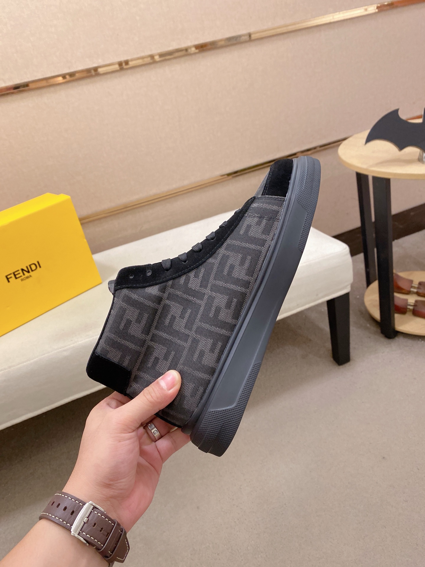 Fendi FF High-Top Sneakers Black/Gray