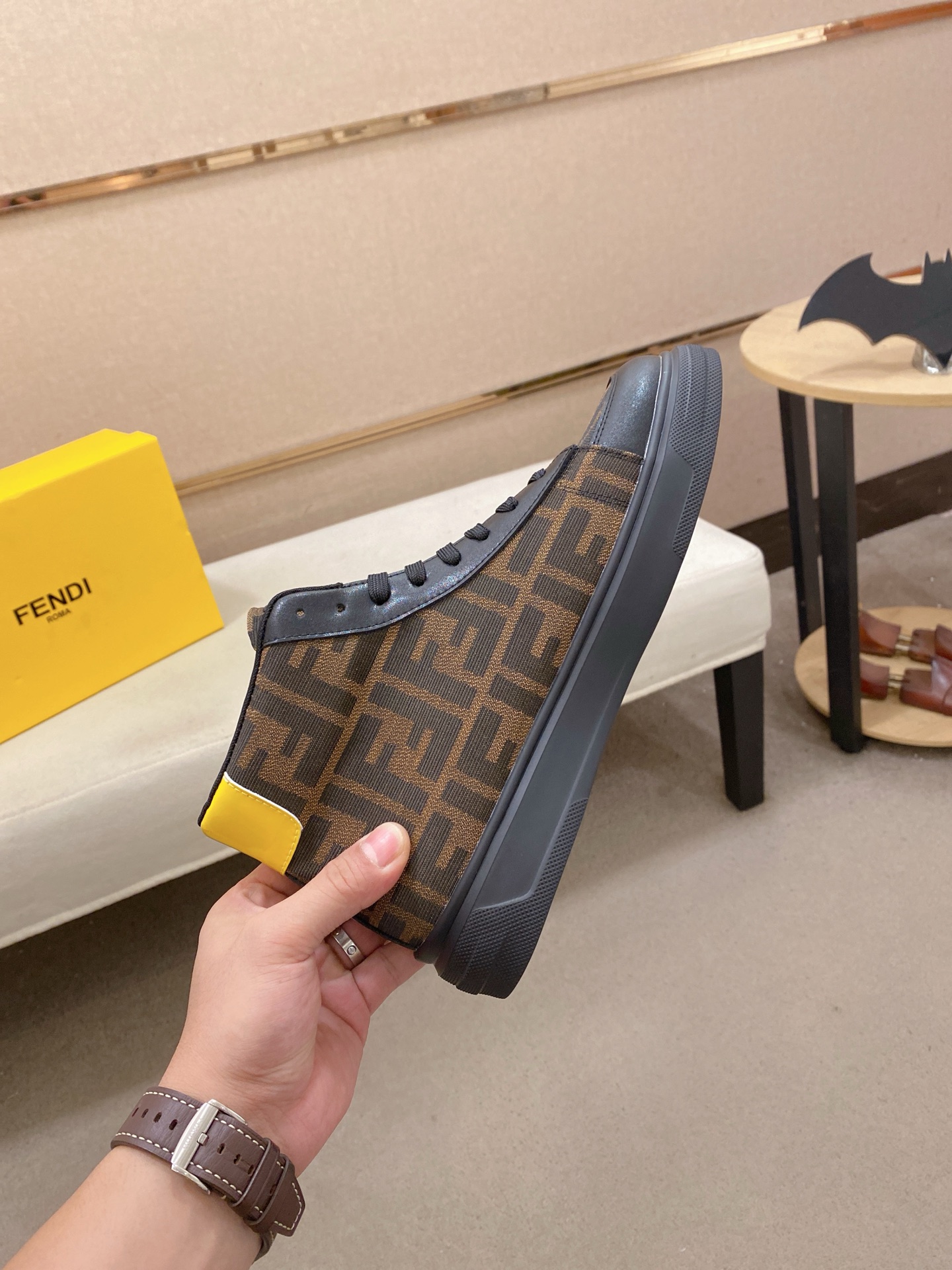 Fendi FF High-Top Sneakers Brown
