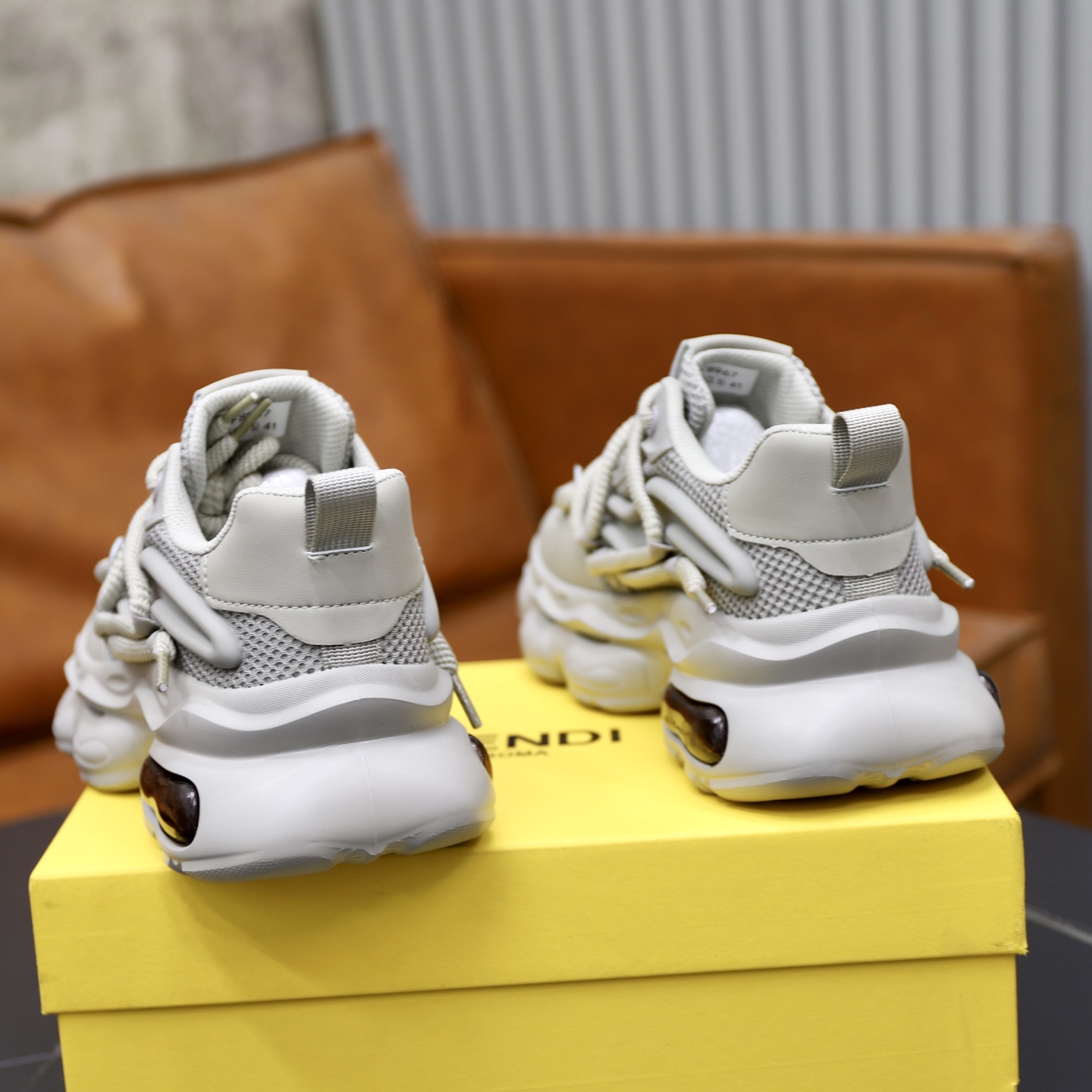 Fendi Breathable Mesh Chunky Sneakers Grey