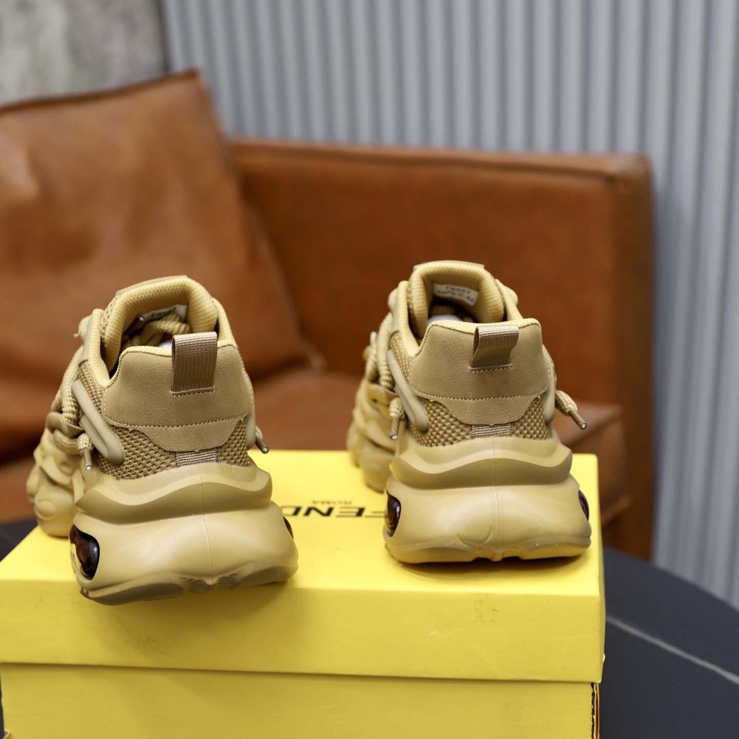 Fendi Breathable Mesh Chunky Sneakers Khaki