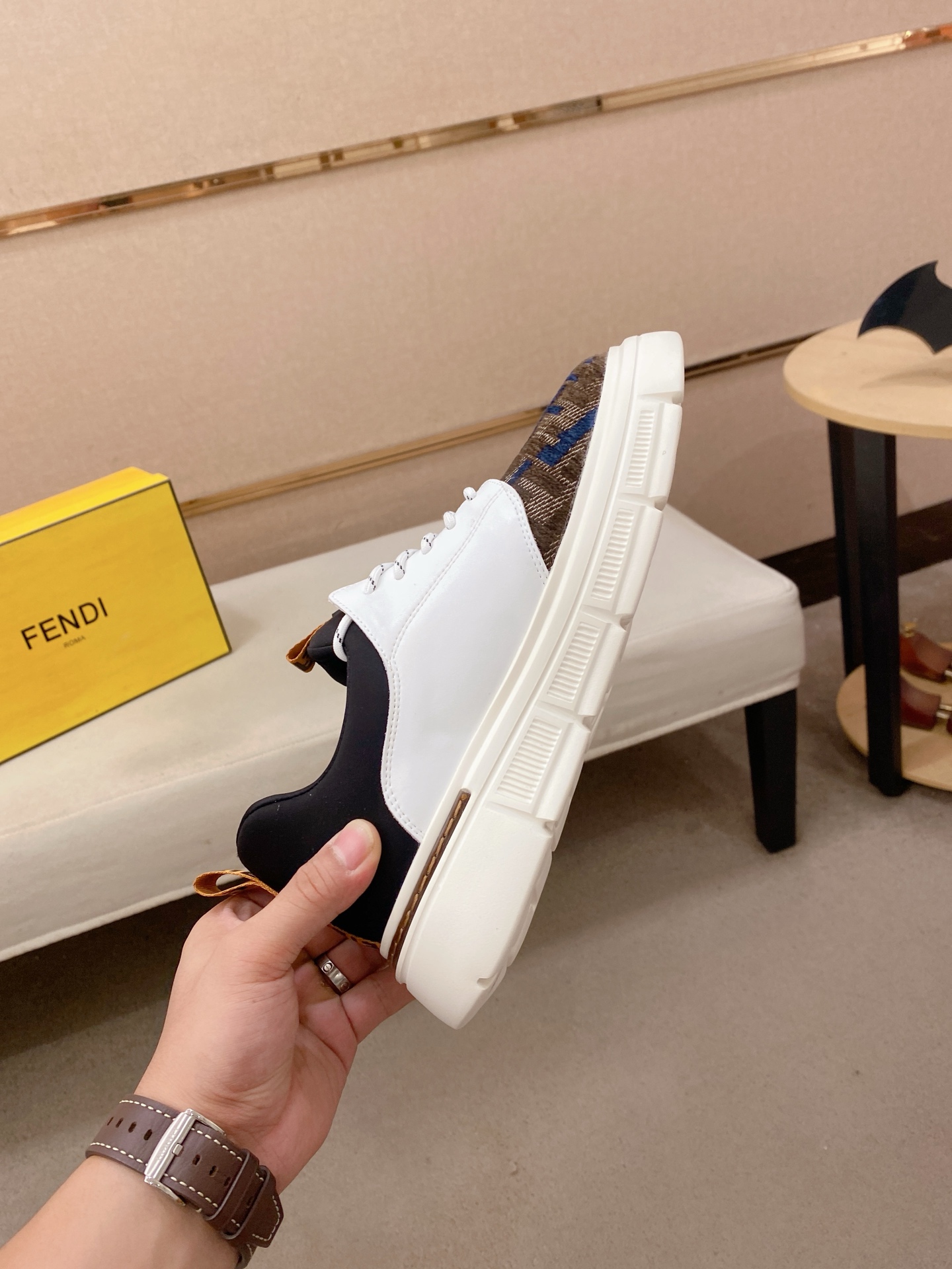 Fendi Leather Low-Top Sneakers Multi-color