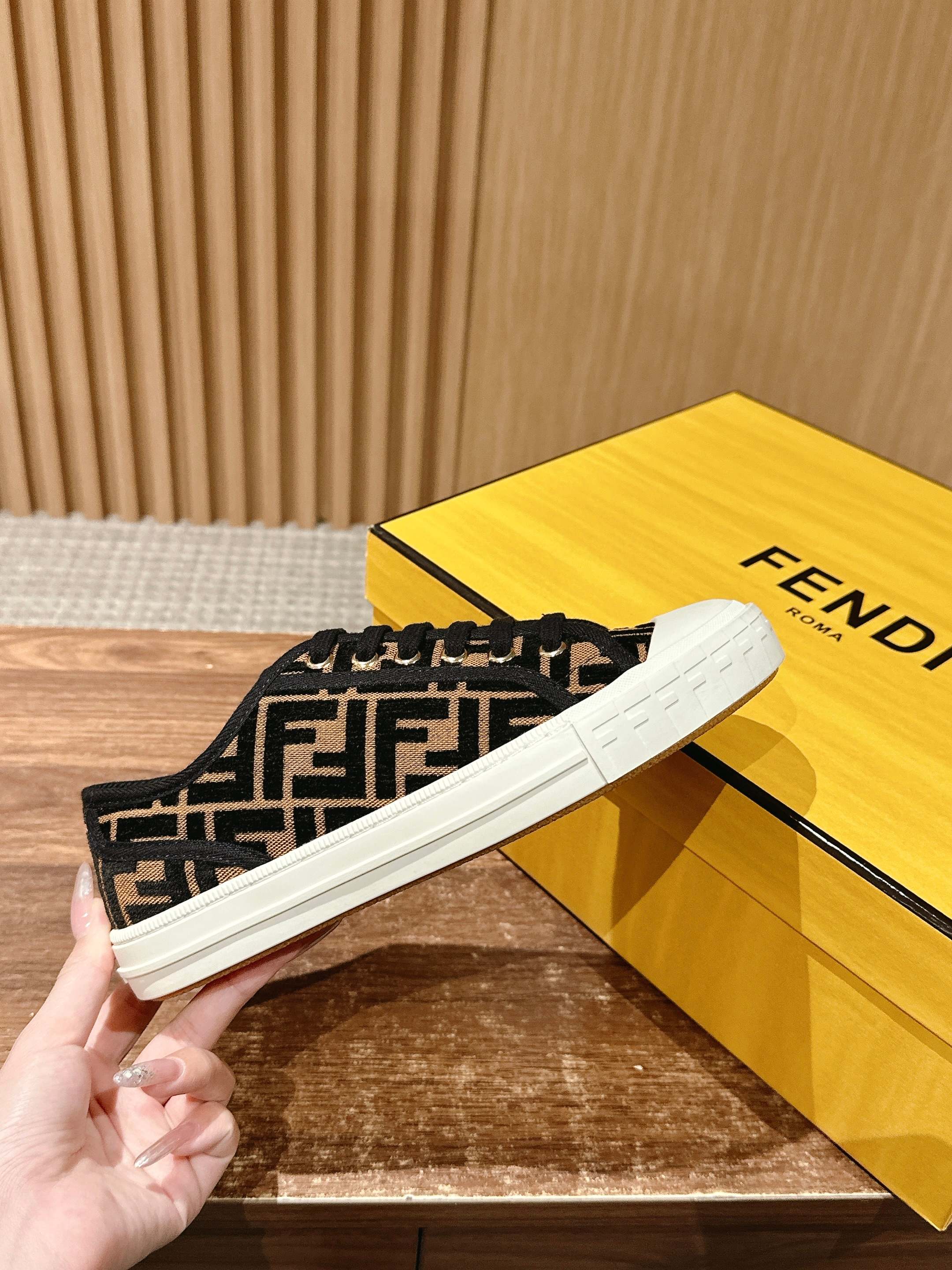 Fendi FF Canvas Sneakers Black