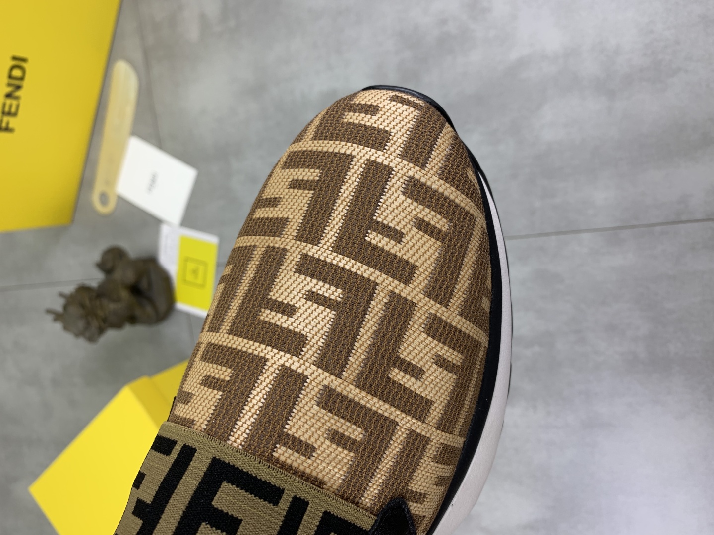 Fendi FF Logo Slip-On Driving Sneakers Brown