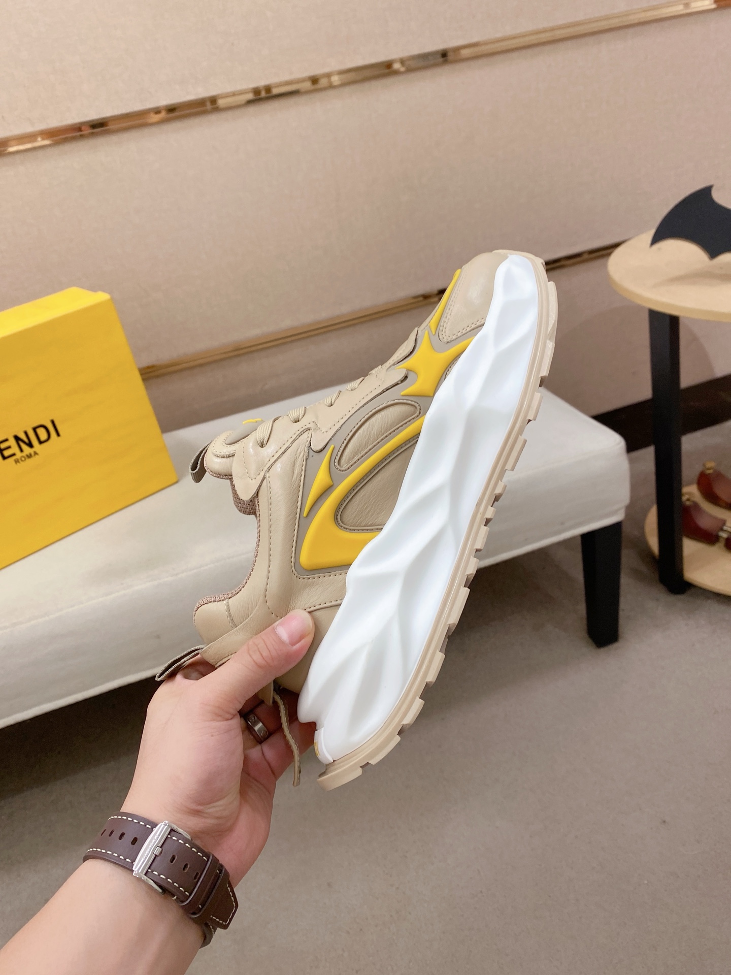 Fendi Flow Chunky Sneakers Beige/Yellow