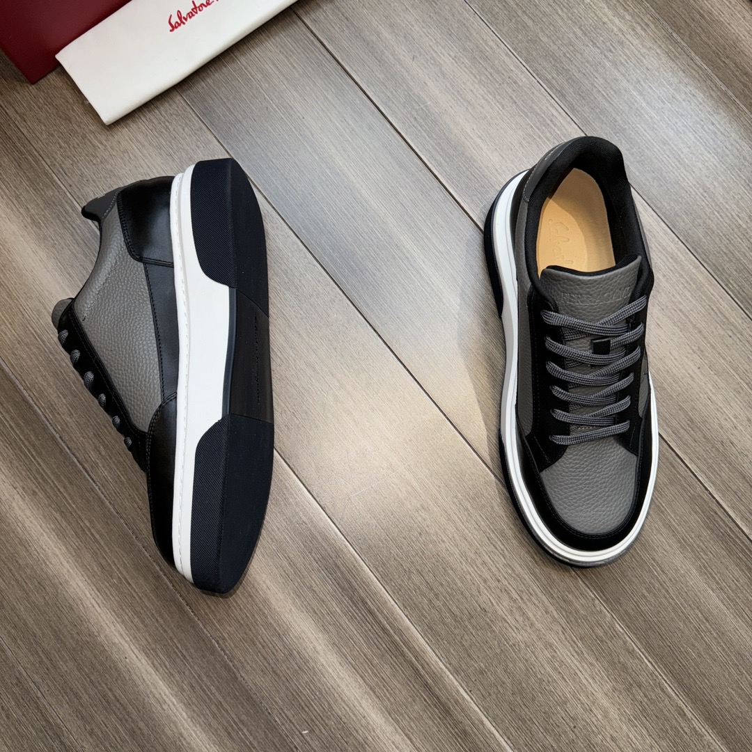 Ferragamo Logo Low-Top Sneakers Gray Black