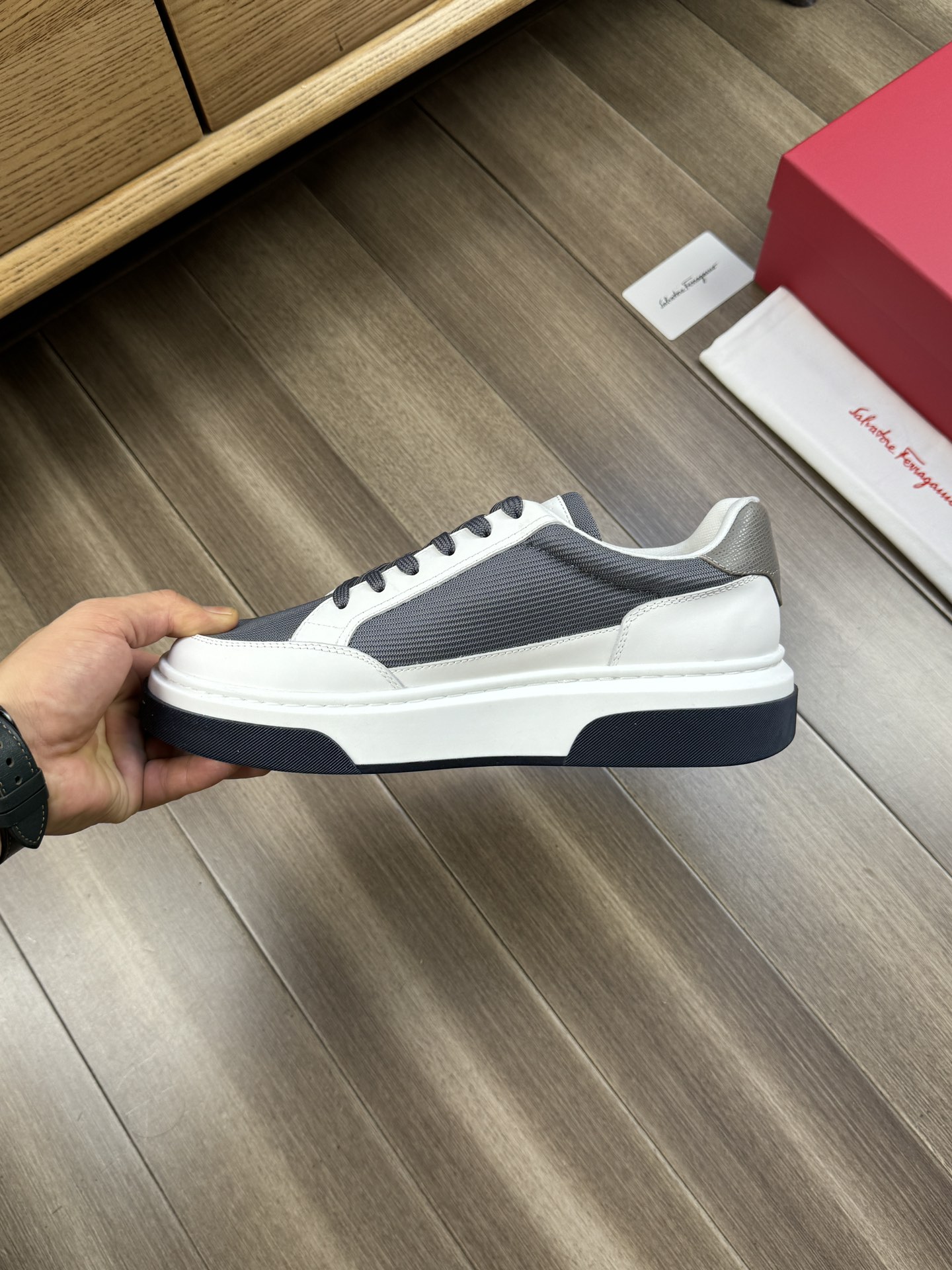 Ferragamo Logo Canvas Sneakers Grey