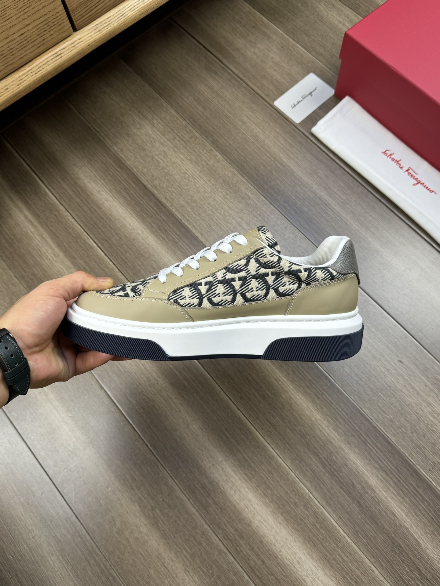 Ferragamo Gancini Canvas Sneakers Khaki