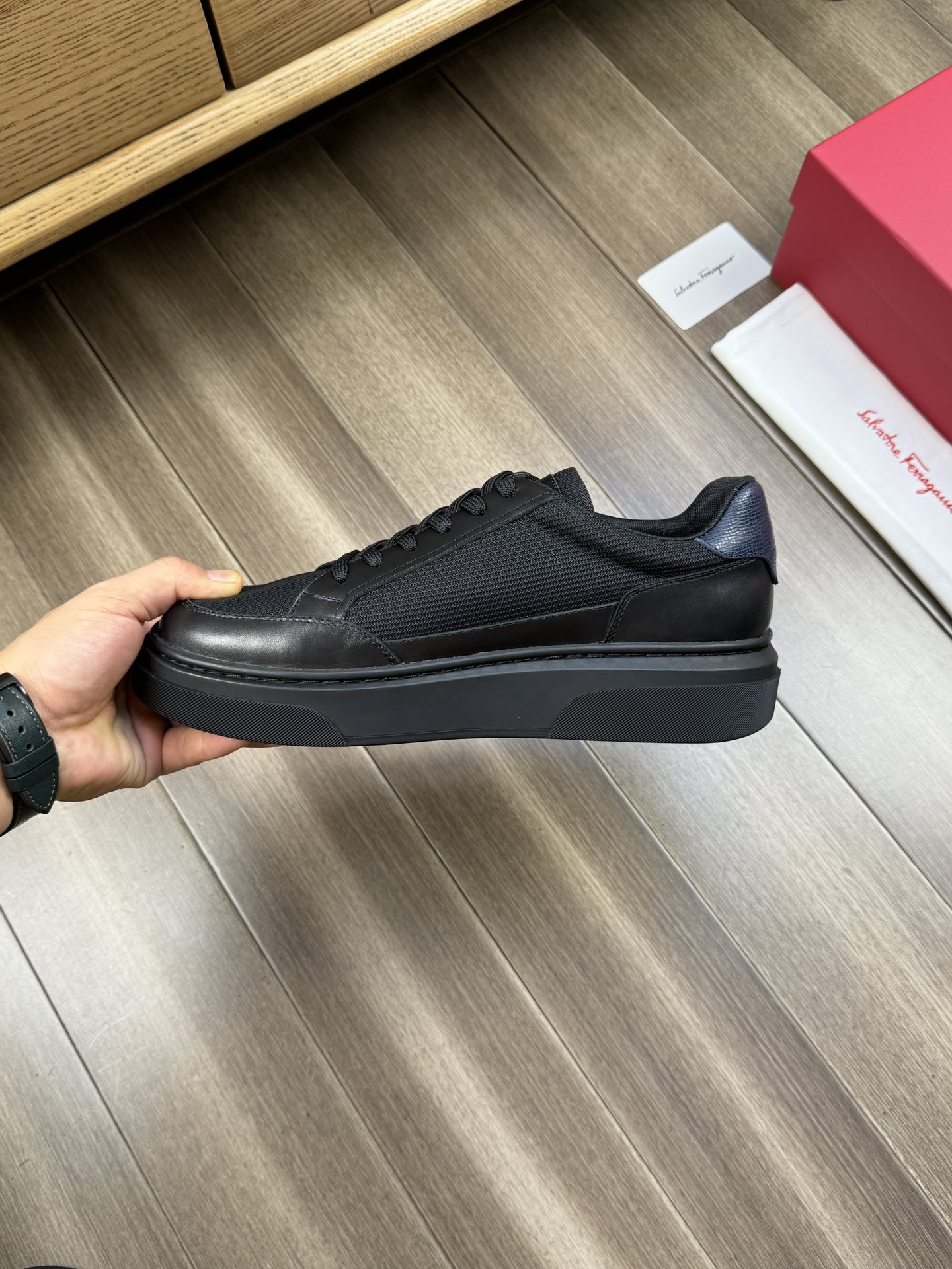 Ferragamo Logo Canvas Low-Top Sneakers Black