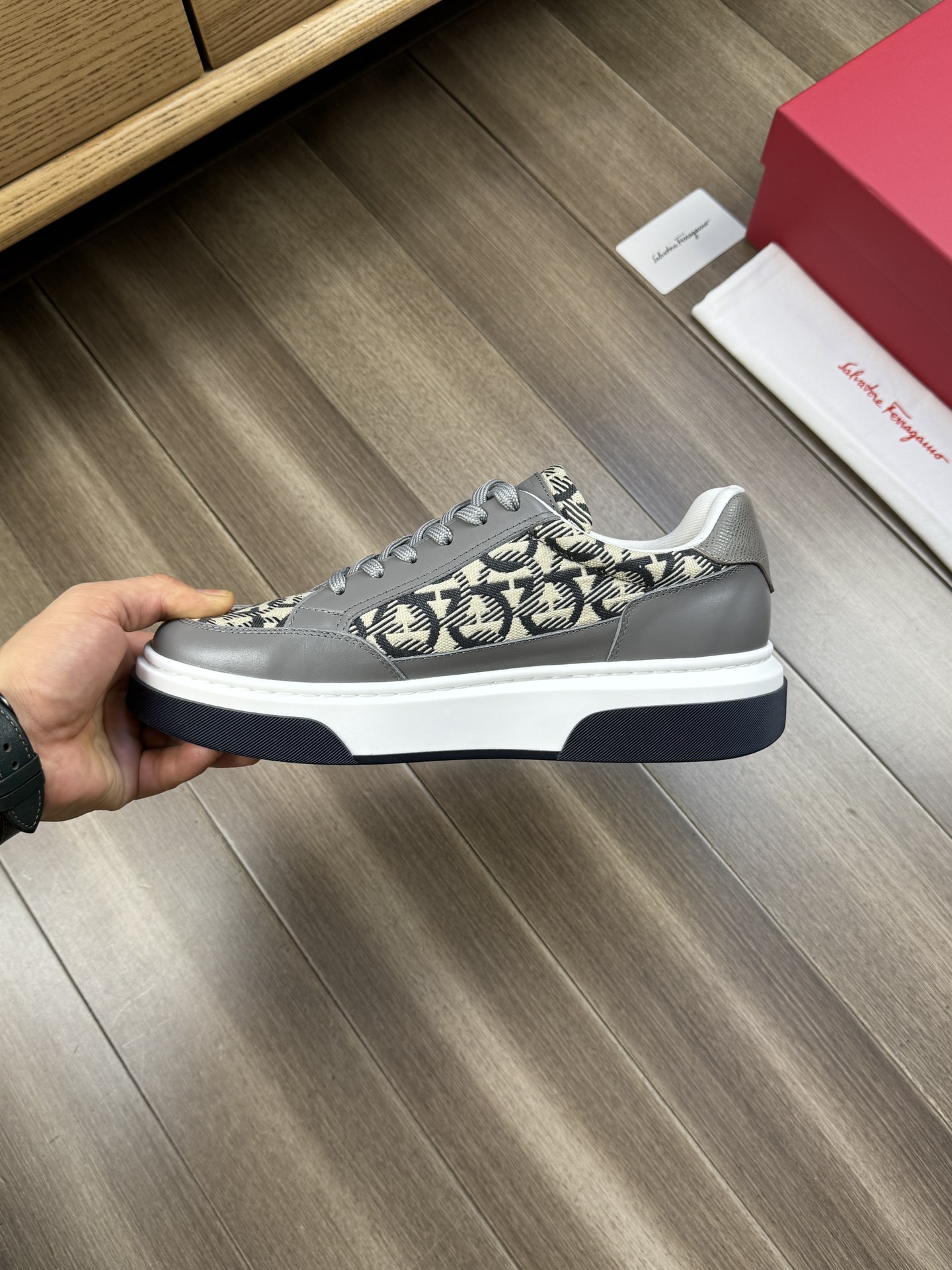 Ferragamo Gancini Canvas Sneakers Grey