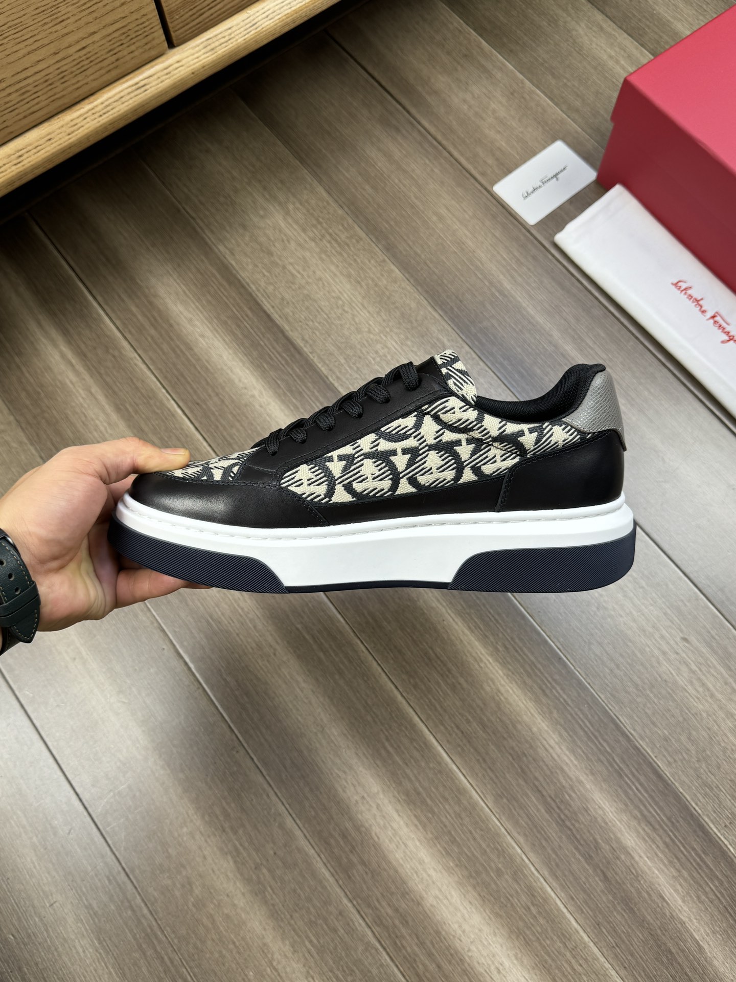 Ferragamo Logo Canvas Sneakers Black