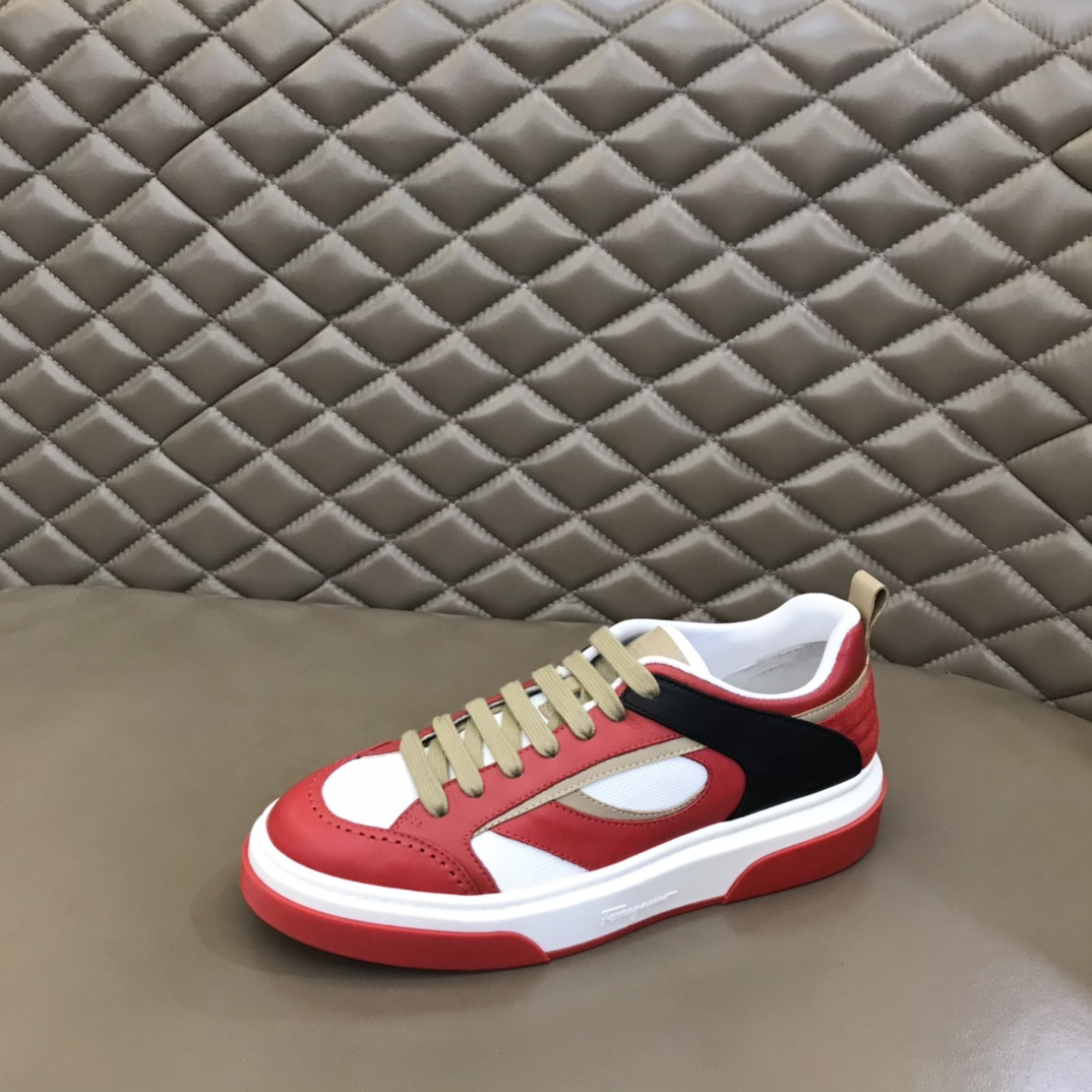 Ferragamo Panel Casual Sneakers Red
