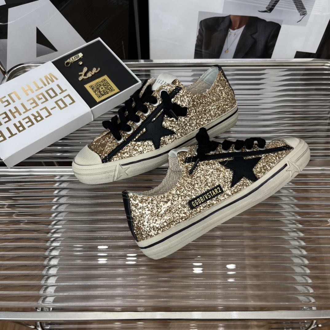Golden Goose VSTAR2 Glitter Sneakers Gold