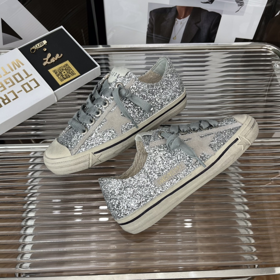 Golden Goose VSTAR2 Glitter Sneakers Silver
