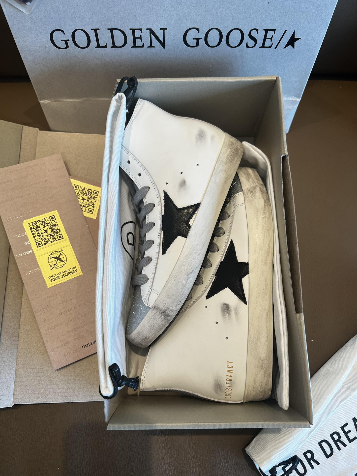Golden Goose Superstar High-Top Sneakers White/Black/Silver