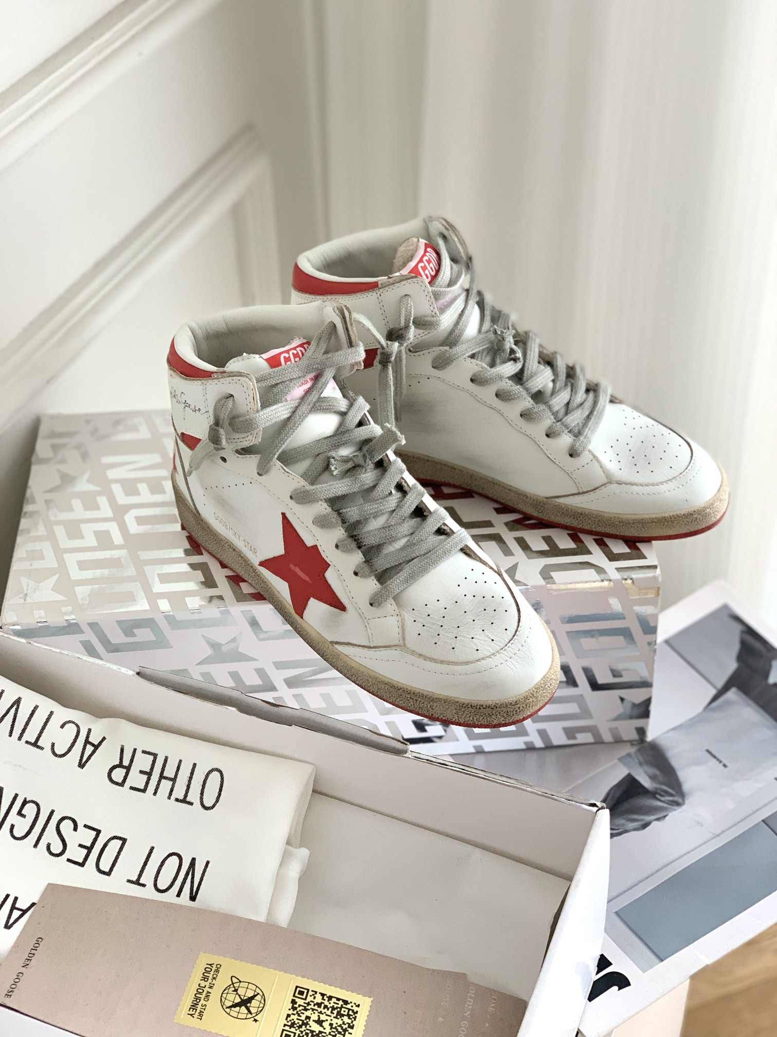 Golden Goose SKY-STAR High-Top Sneakers Red