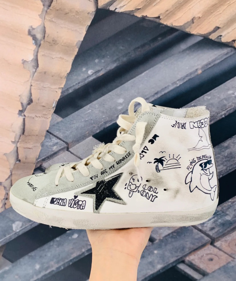 Golden Goose Superstar High-Top Graffiti Sneakers Grey