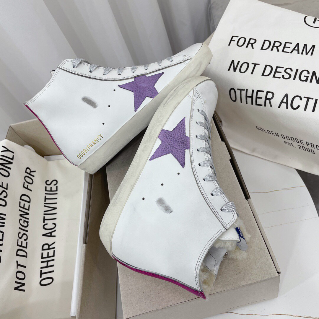 Golden Goose Francy Sherpa High-Top Sneakers Purple