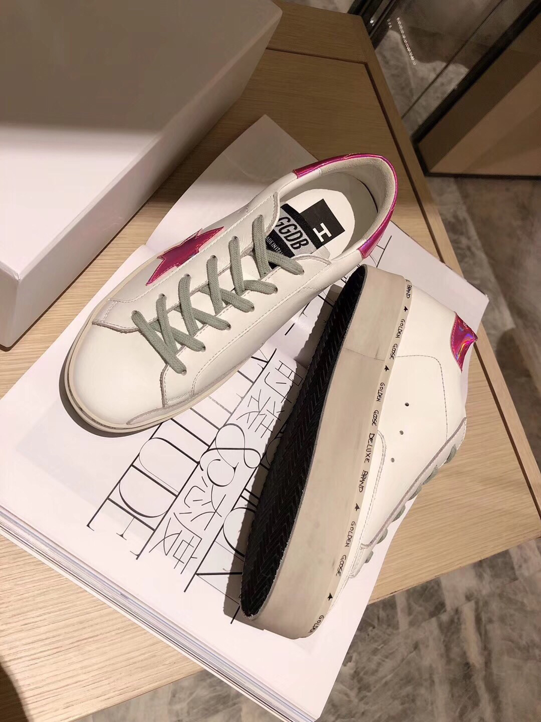 Golden Goose Hi Star Platform Sneakers Pink/White
