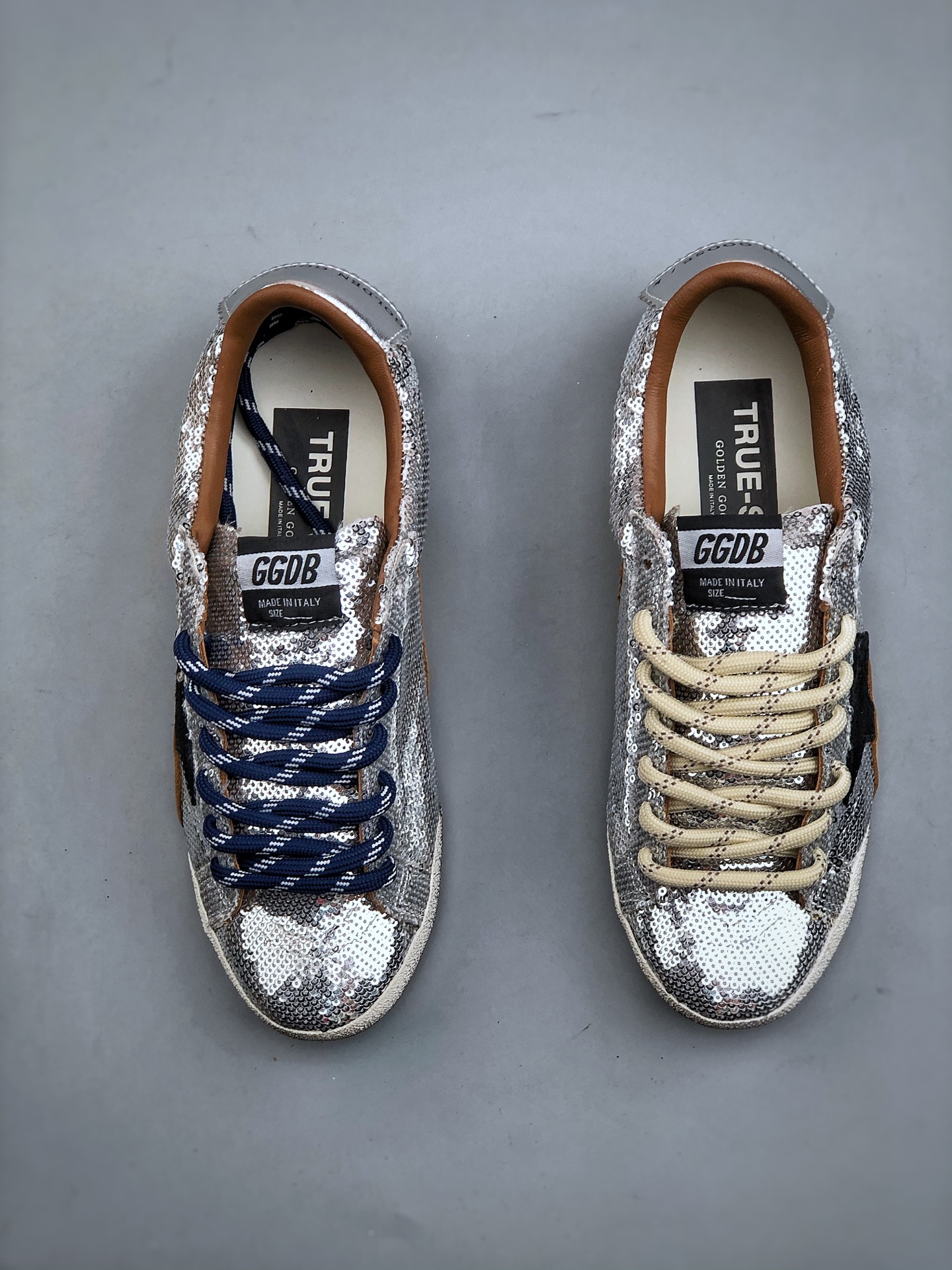 Golden Goose True Star Sequin Sneakers Silver