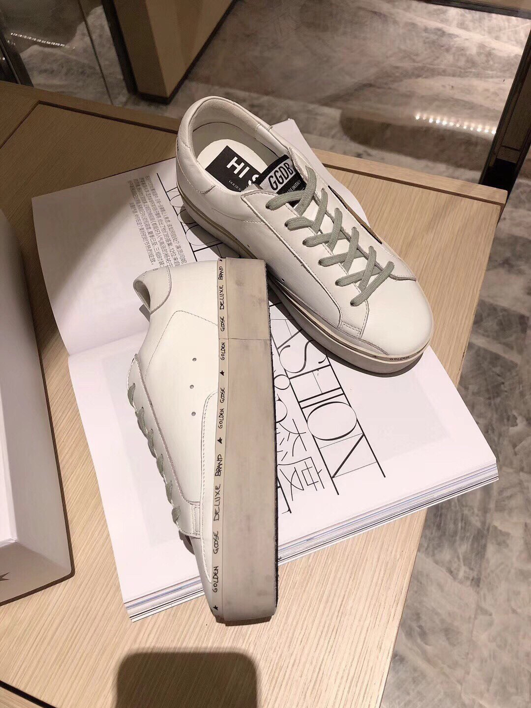 Golden Goose Hi Star Platform Sneakers White/Gold