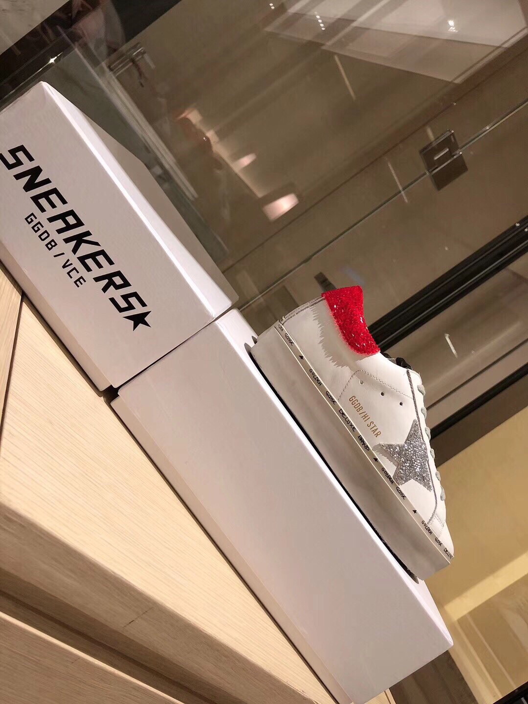 Golden Goose Hi Star Platform Sneakers White/Silver/Red