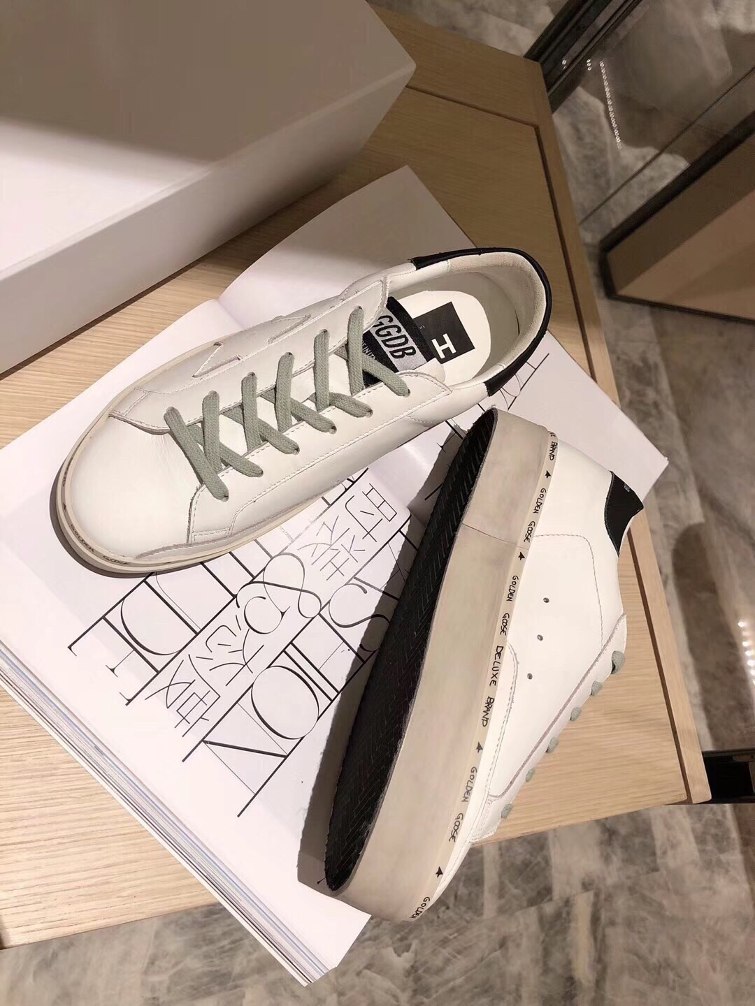 Golden Goose Hi Star Platform Sneakers Black/White