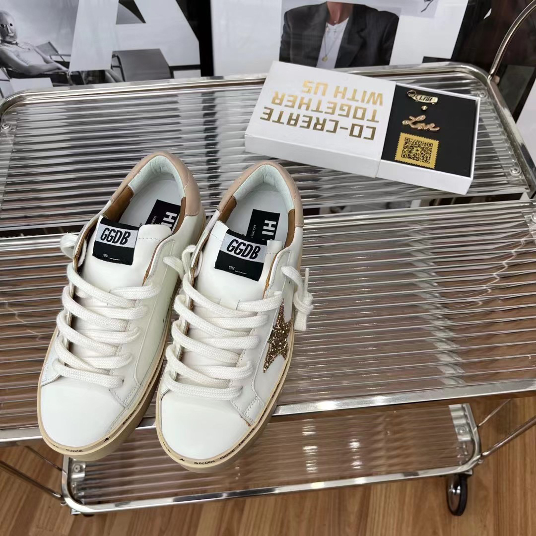 Golden Goose Hi Star Platform Sneakers White/Beige/Gold