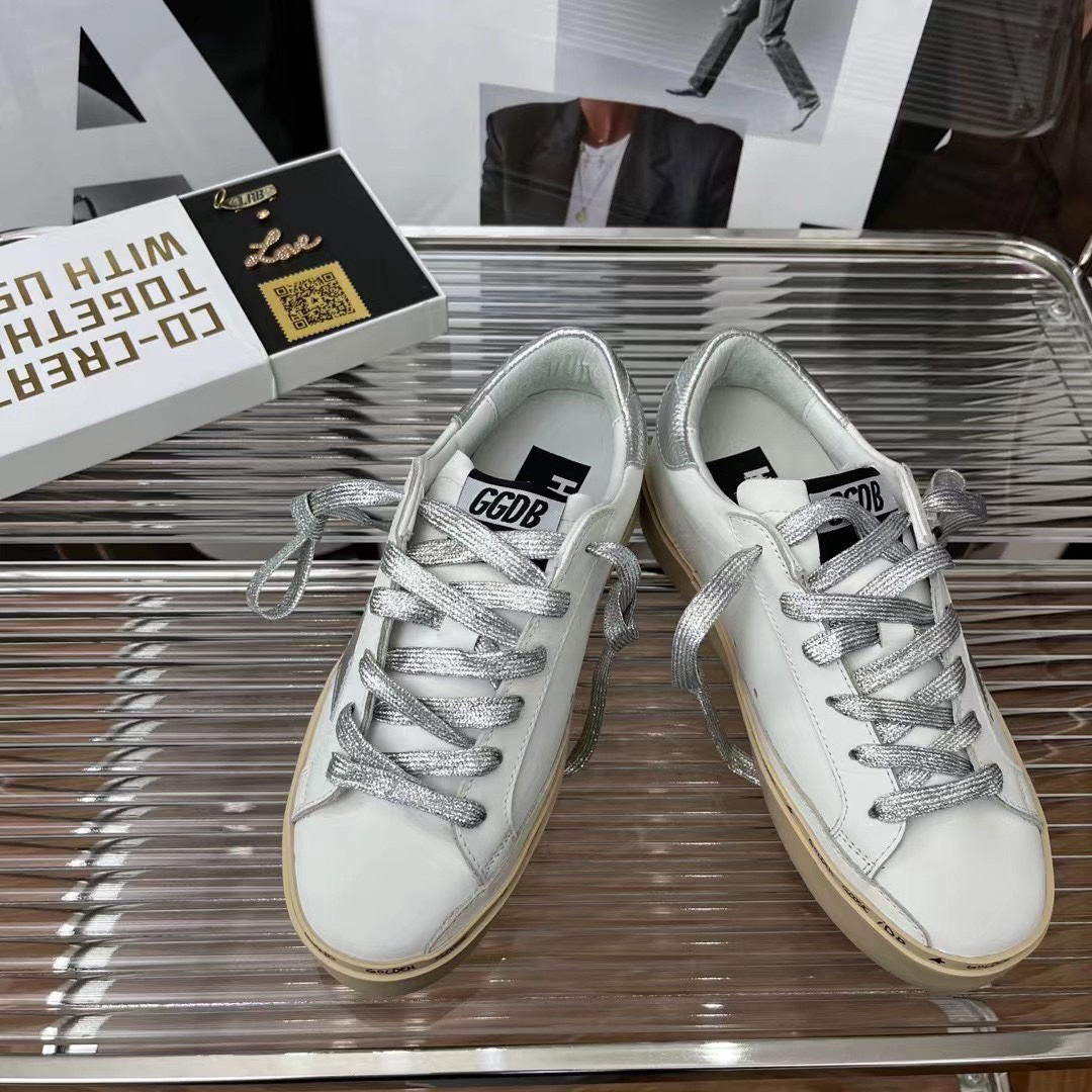 Golden Goose Hi Star Platform Sneakers Silver/White