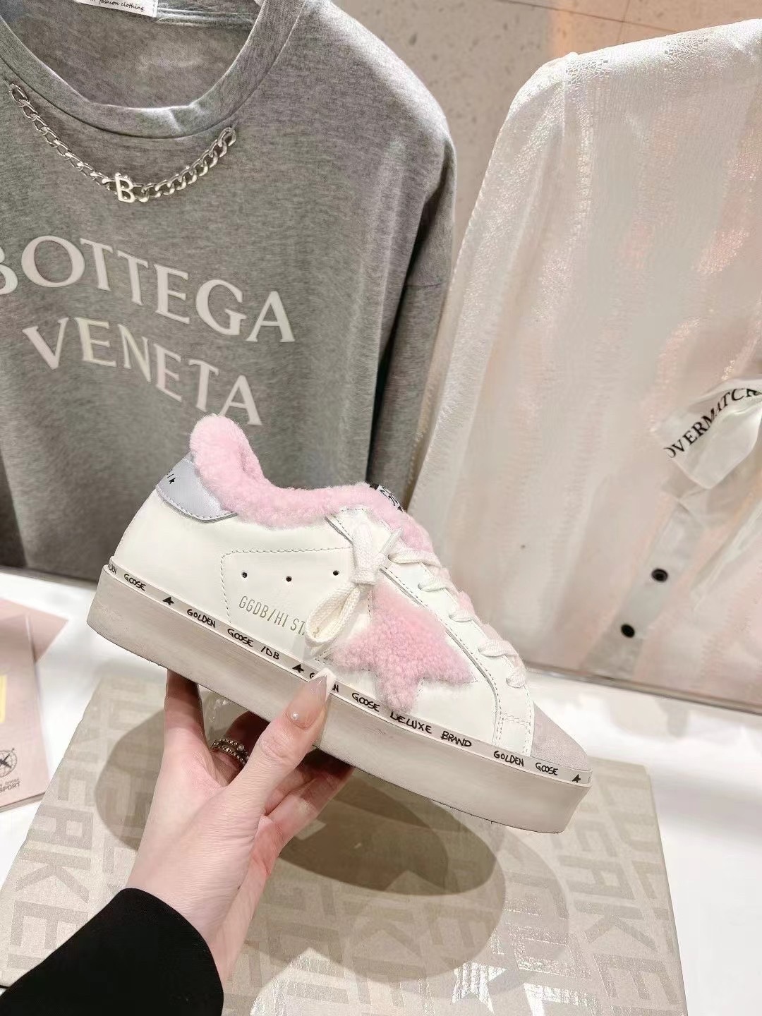 Golden Goose Hi Star Wool Lined Sneakers Pink