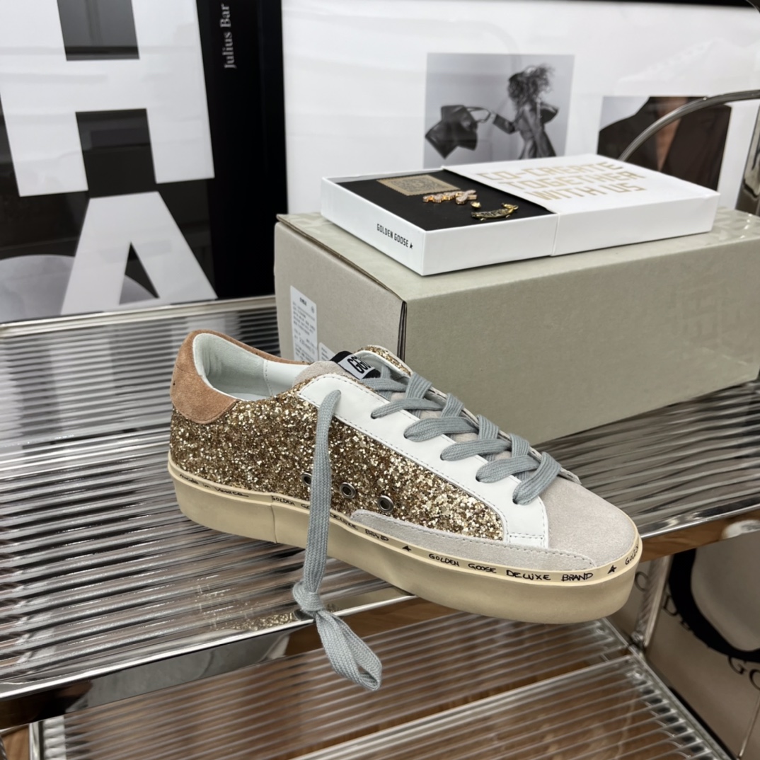 Golden Goose Hi Star Platform Sneakers Gold/White/Beige