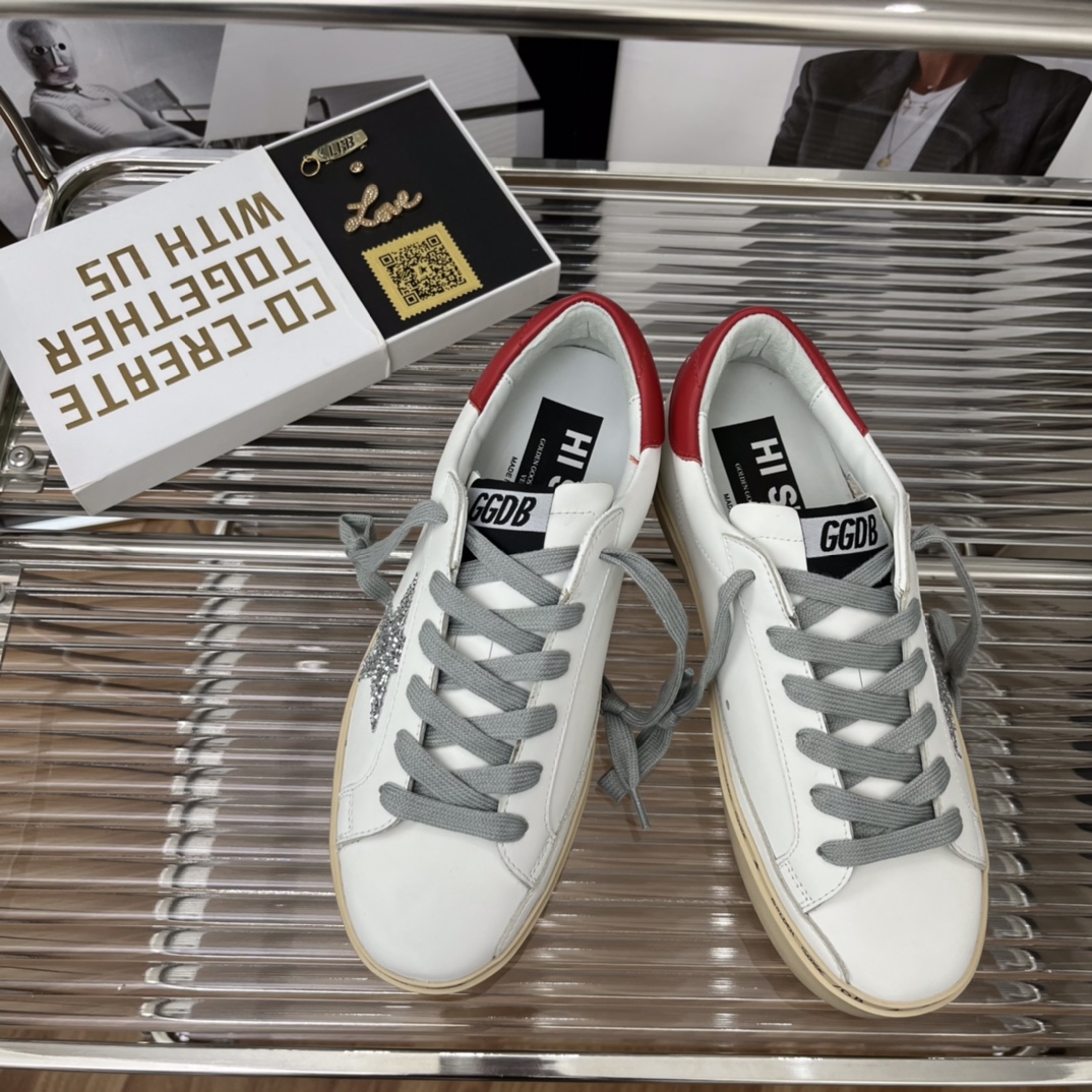 Golden Goose Hi Star Platform Sneakers White/Red
