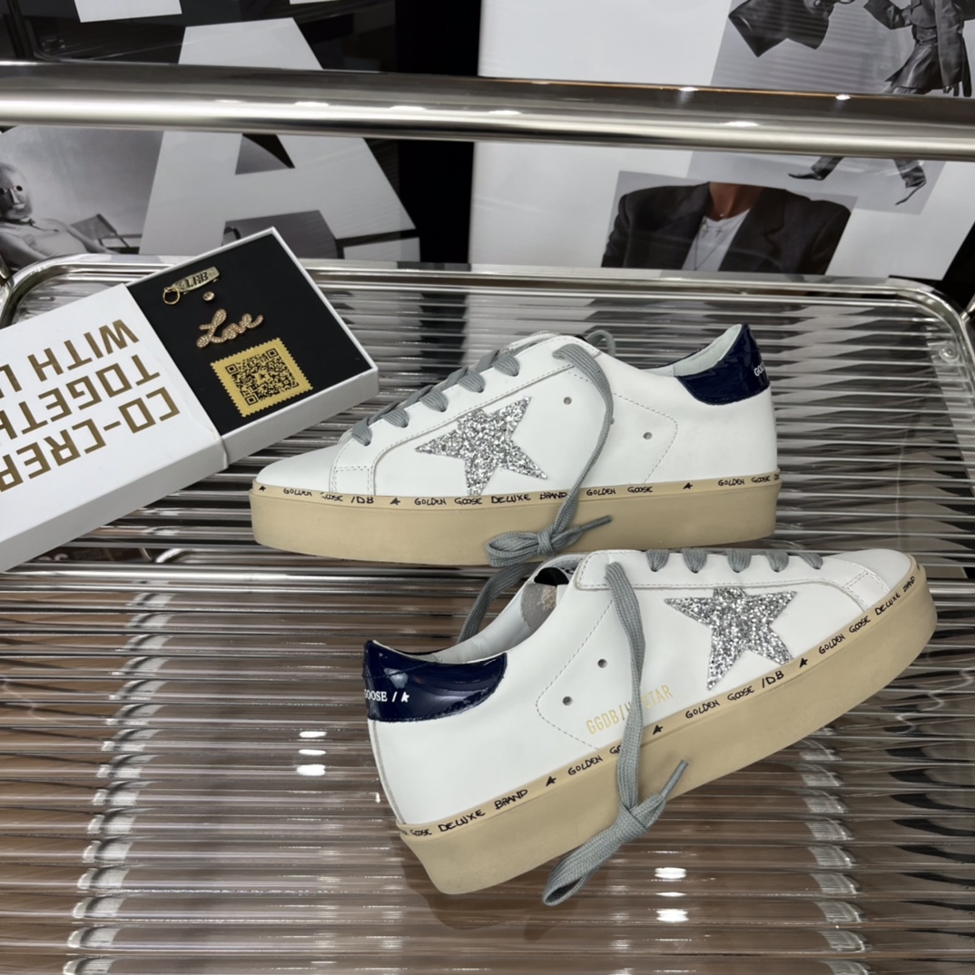 Golden Goose Hi Star Platform Sneakers White/Navy