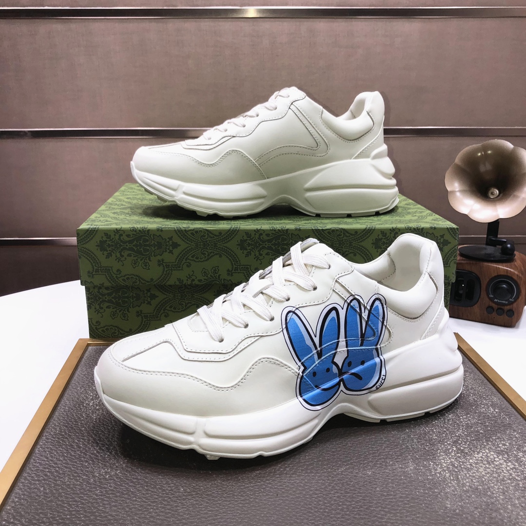 Gucci Chunky Dad Sneakers Blue Graphic Ivory