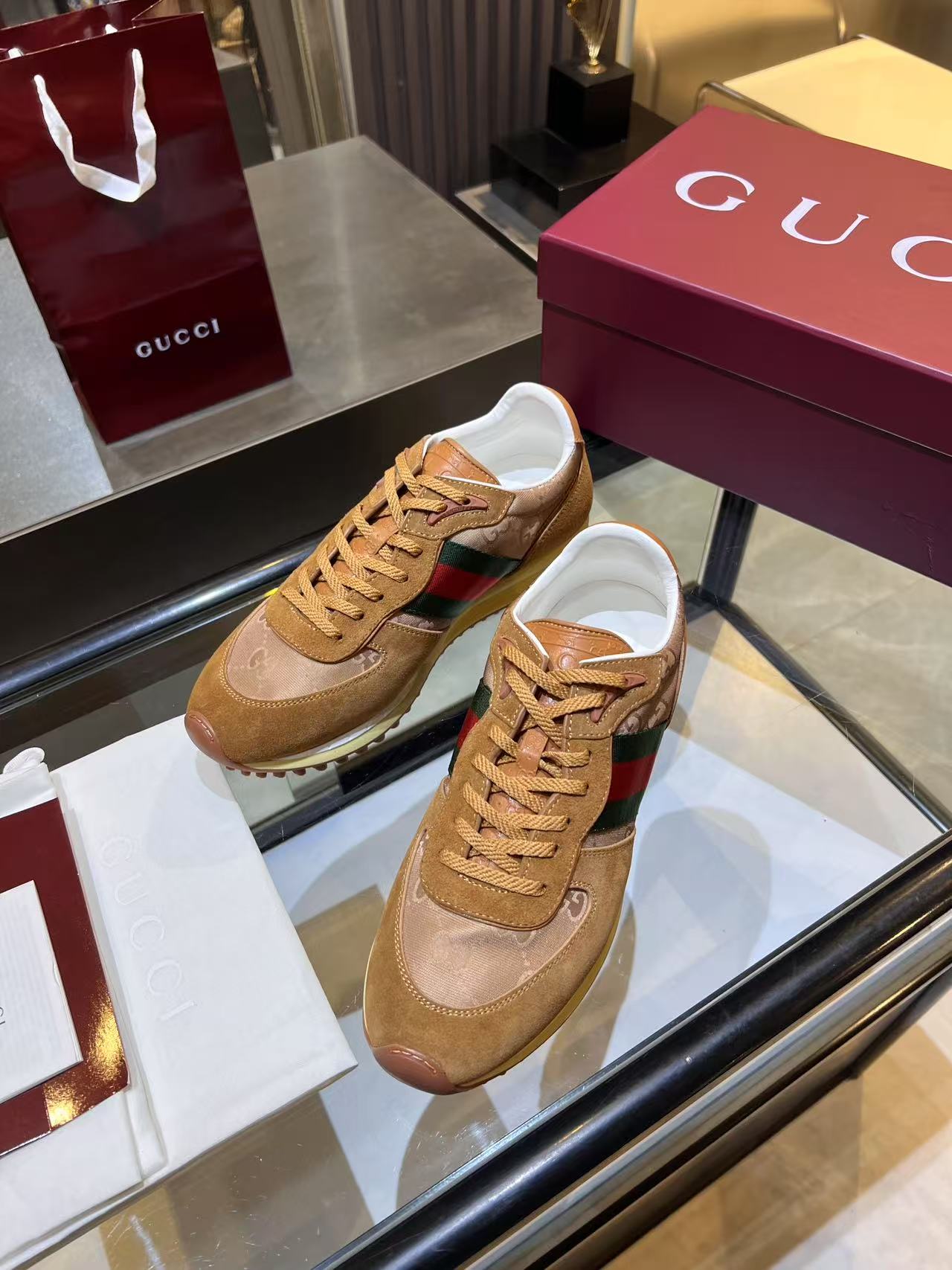 Gucci Re-Motion Platform Sneakers Khaki